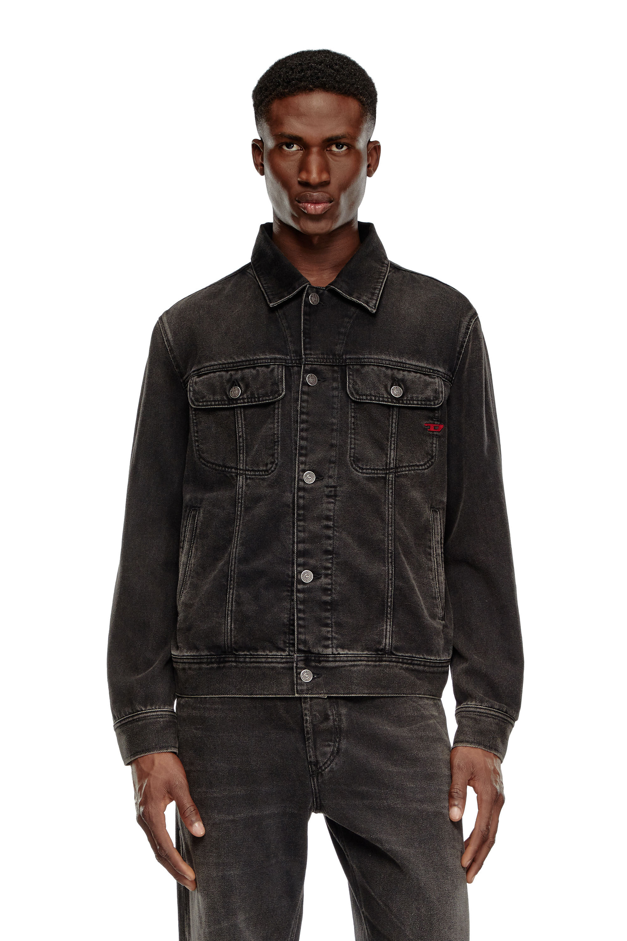 Men s Regular fit trucker jacket Black Diesel