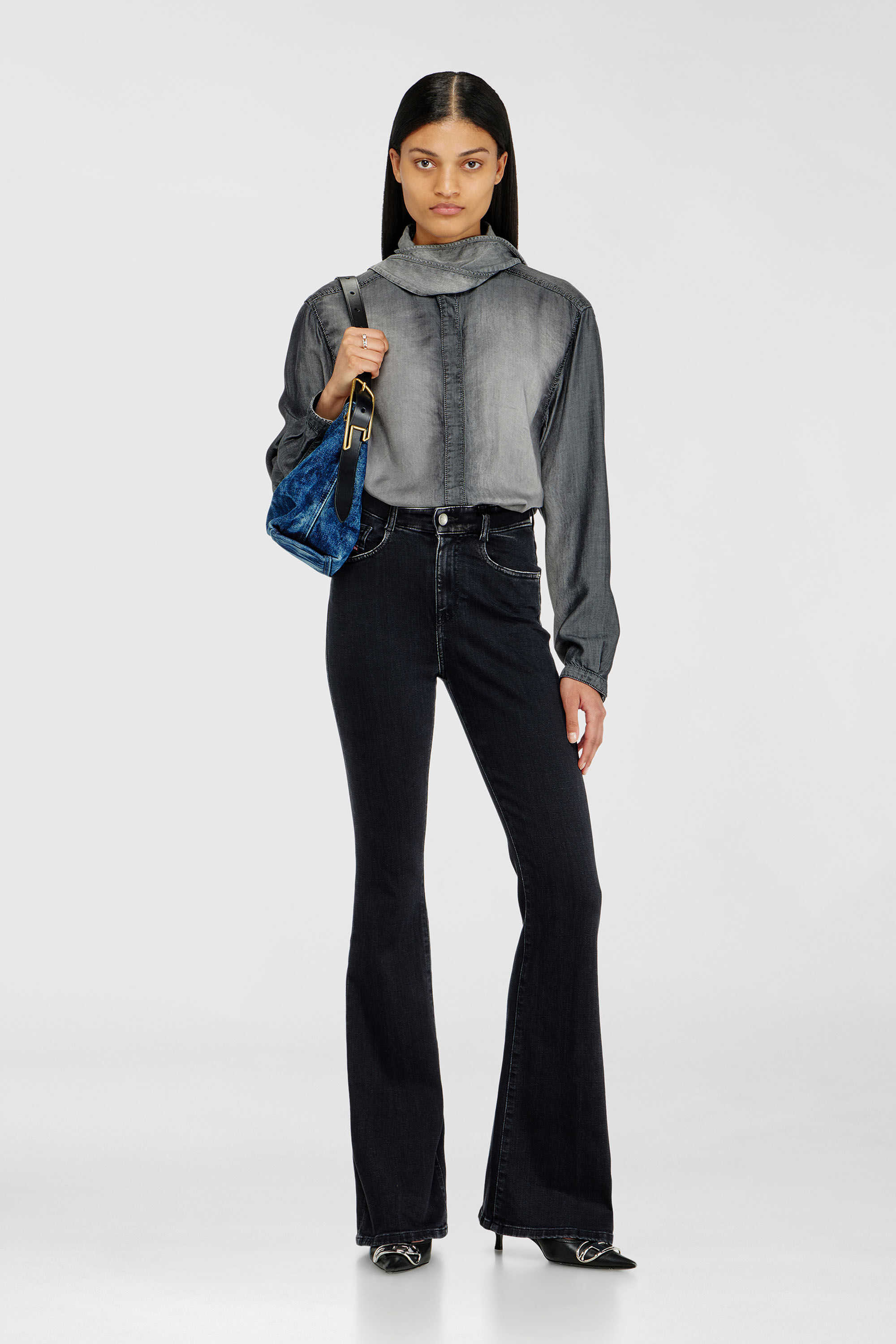 Diesel - Woman's Bootcut Jeans 1973 D-Partt 09P75, Black/Dark grey - 2
