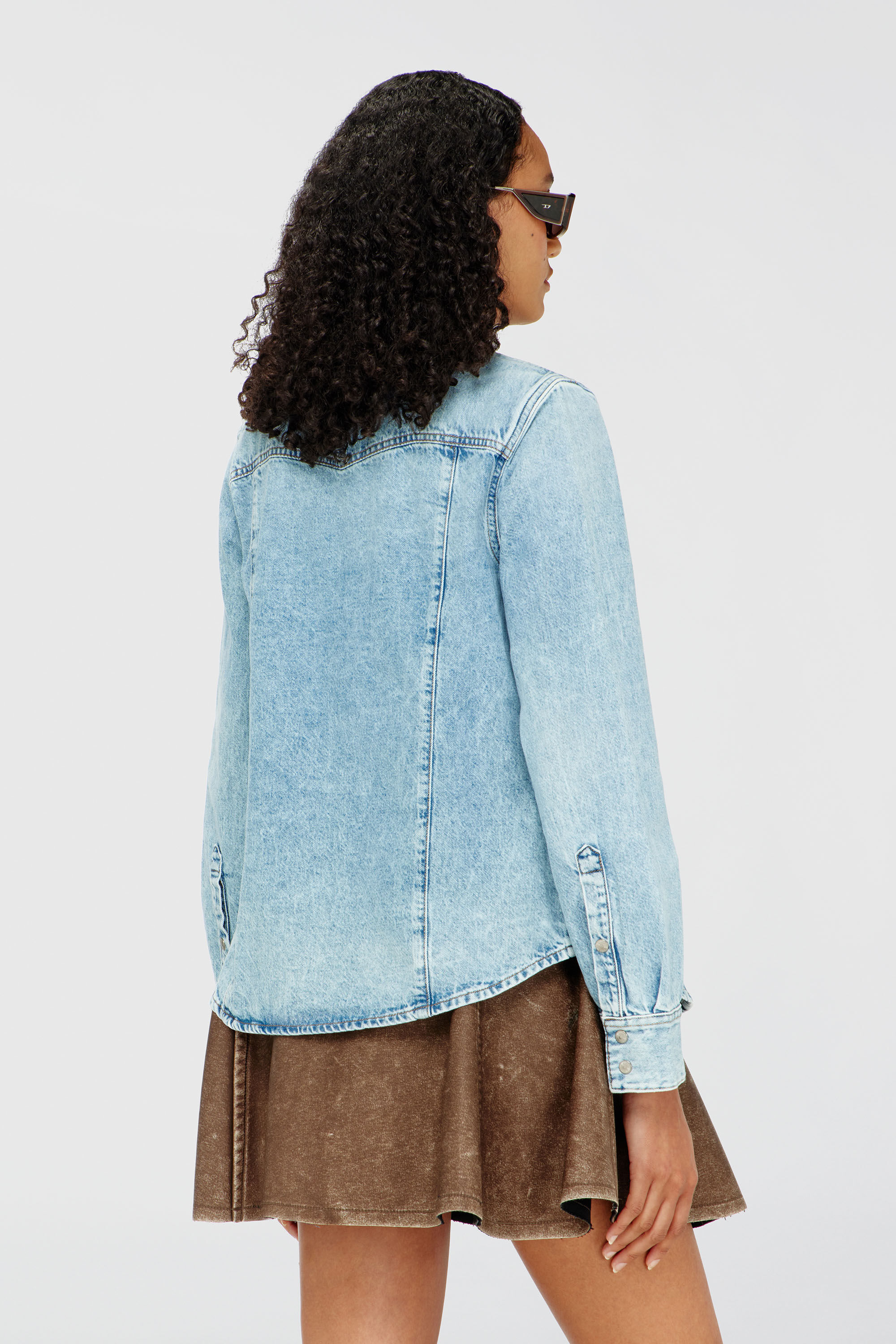 Diesel - DE-WAVES, Woman's Western shirt in denim in Light Blue - 4