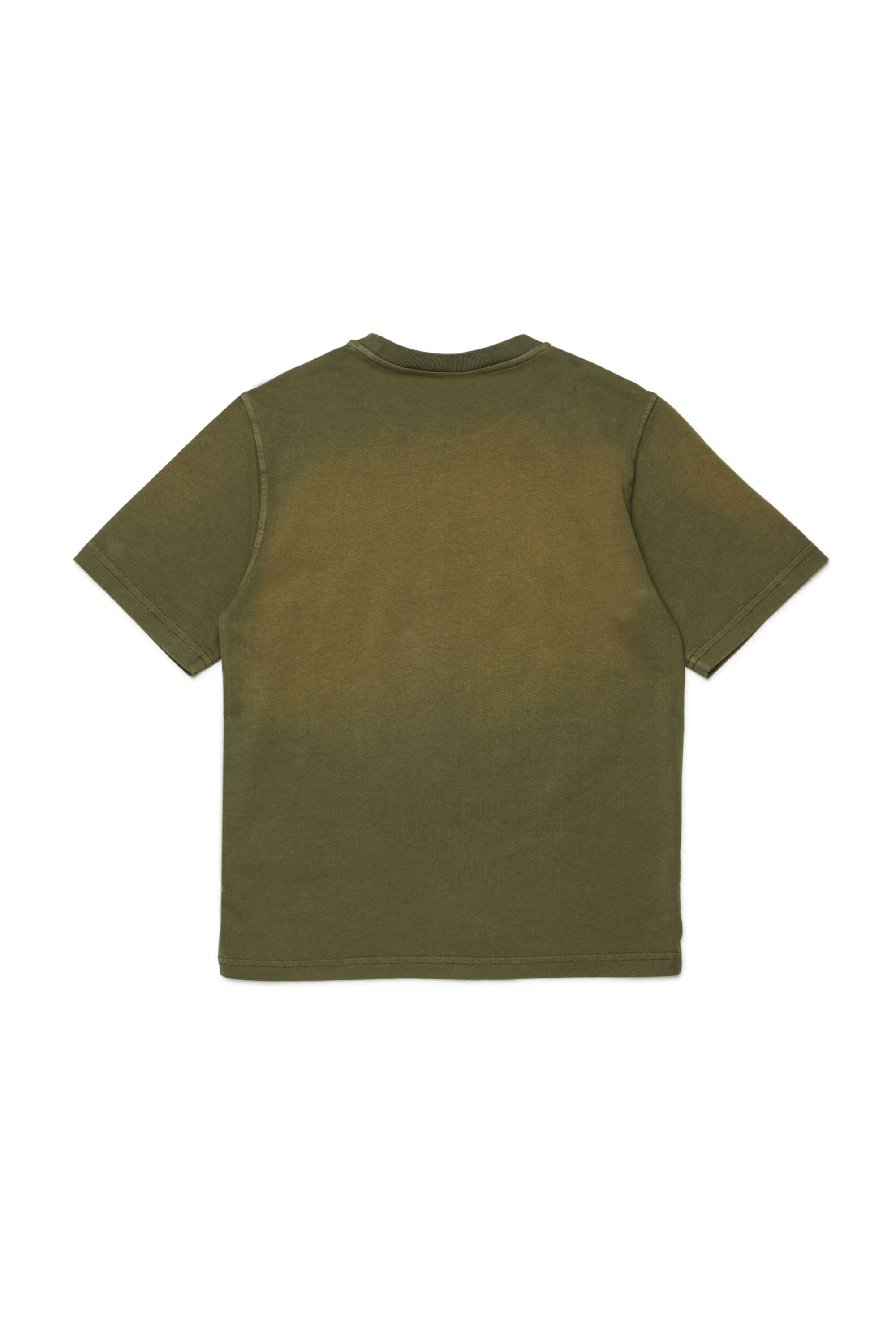 Diesel - TBERS OVER, Man's Cotton T-shirt with flocked Diesel graphic print in Green - 2