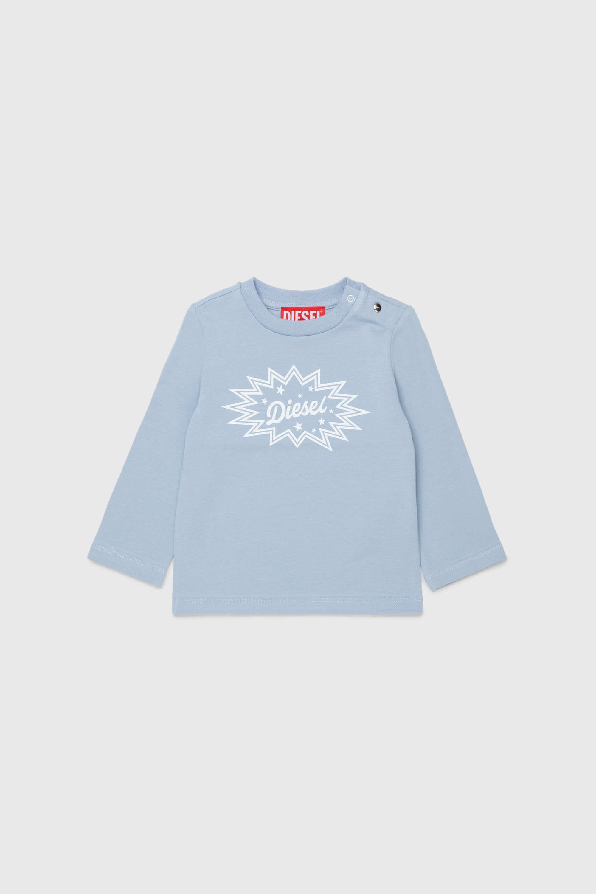 Diesel - TFUMB, Woman's Long-sleeve T-shirt with starburst logo print in Light Blue - 1