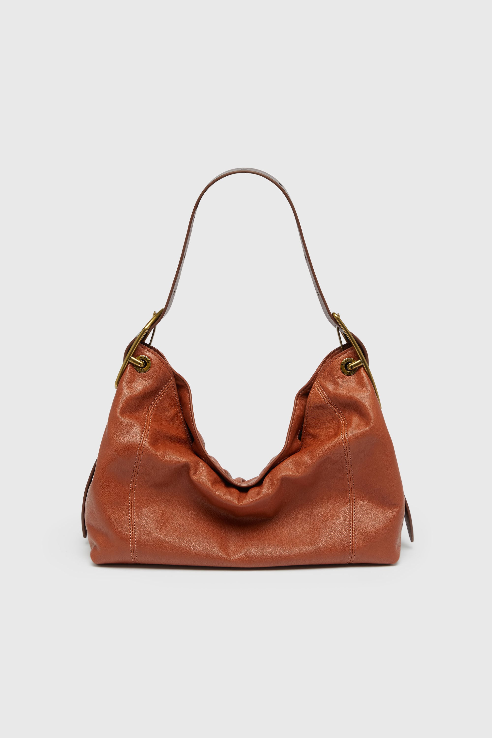 Diesel - D-LINE HOBO S, Woman's D-Line-Shoulder bag in shiny leather in Brown - 2