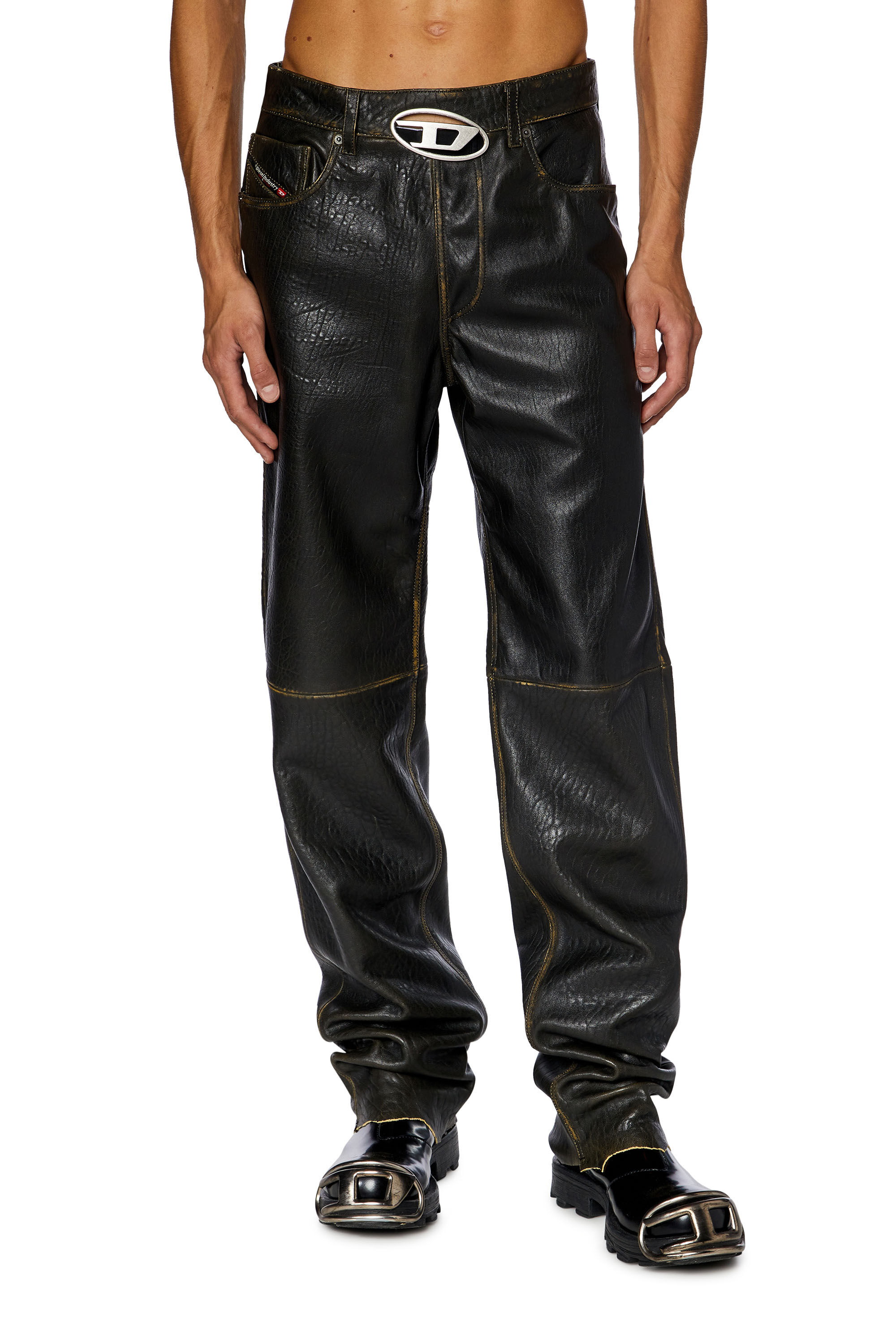 Leather jeans men top