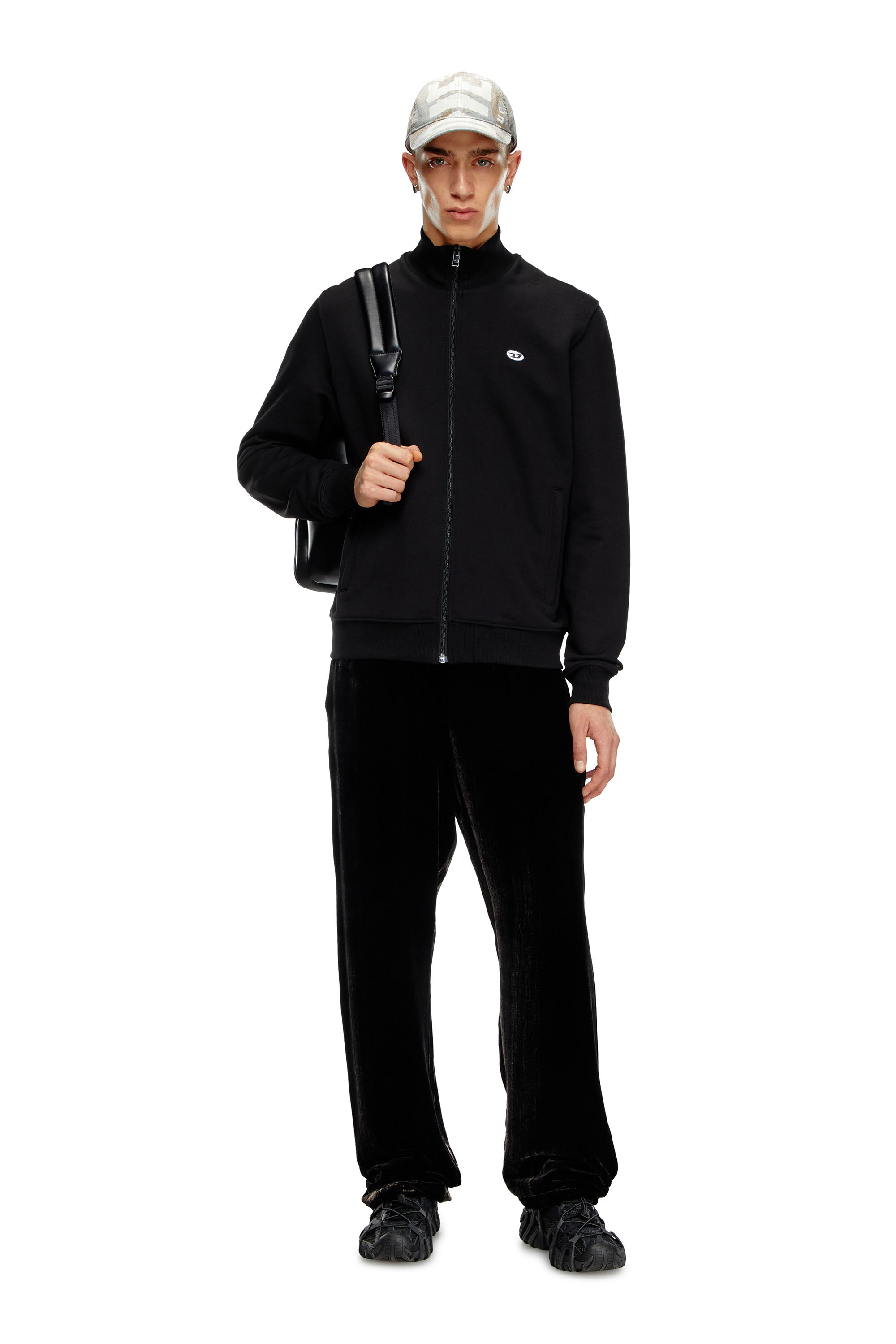 Diesel - S-LOCK-DOVAL-PJ, Man's Track jacket with Oval D patch in Black - 1