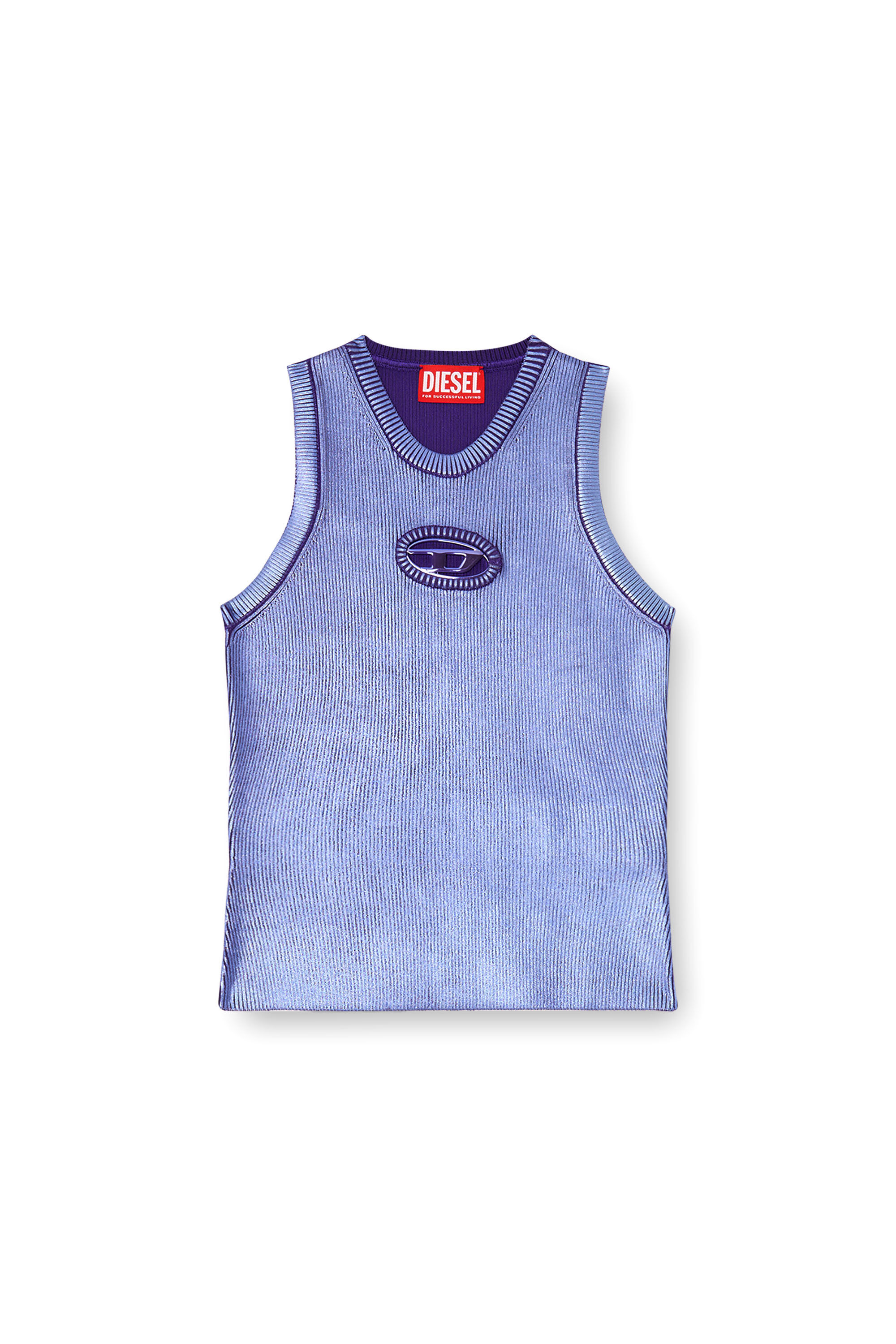 Diesel - M-CADDIX-TOP-M, Woman's Tank top in metallic ribbed knit in Violet - 2