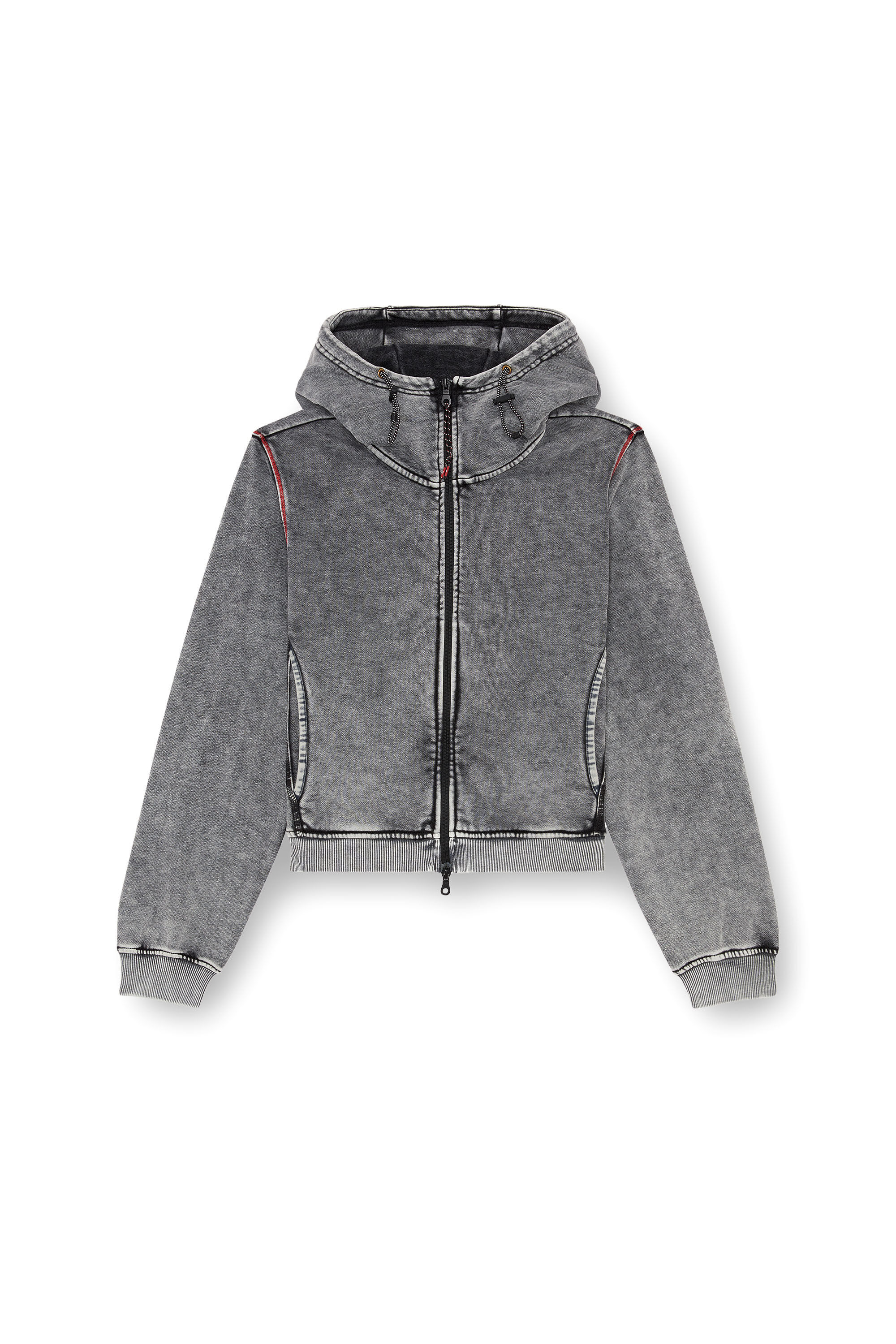 Diesel - AWST-ABIRA-HT44, Woman's Faded hoodie with zip back in Grey - 2