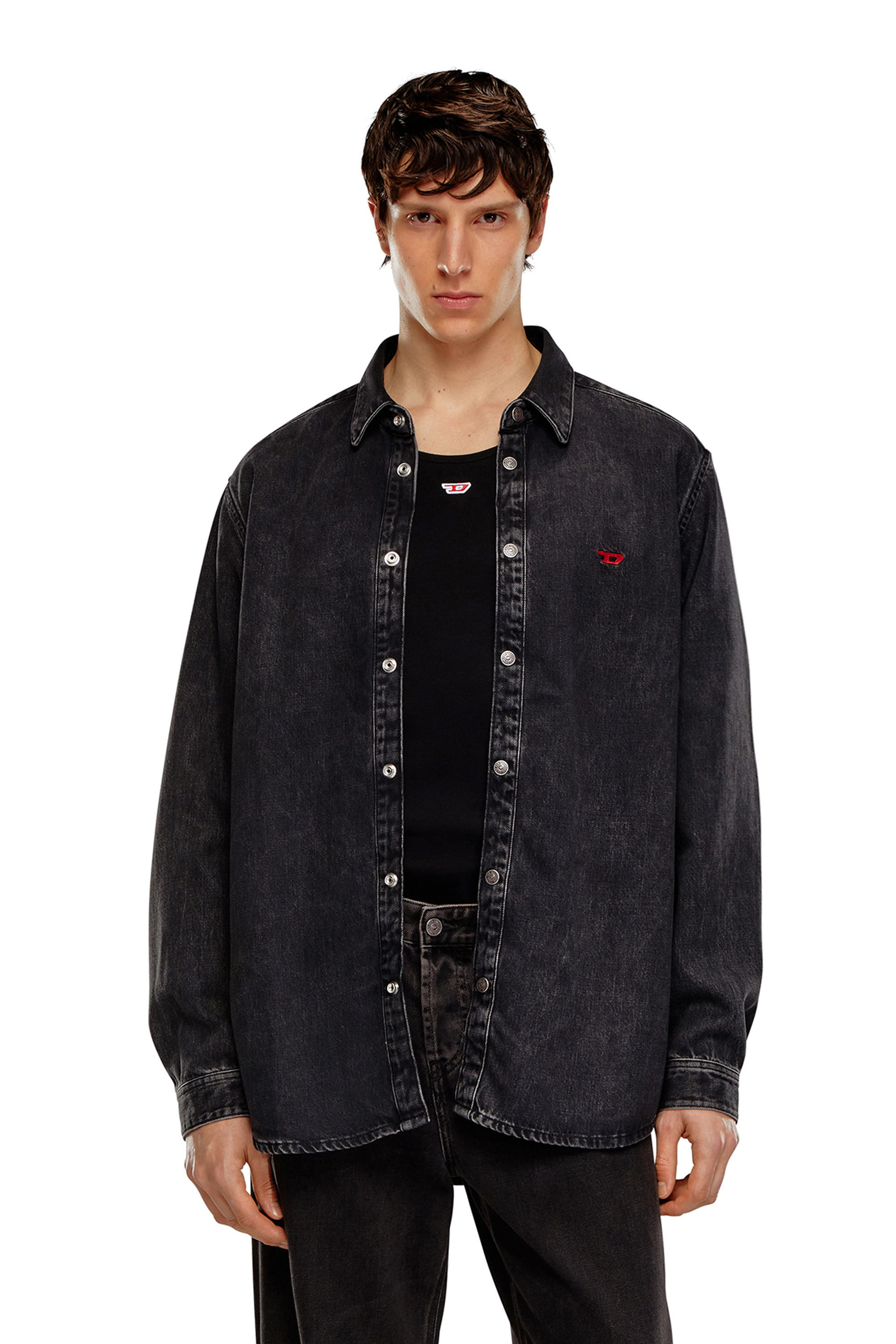 Diesel - D-SIMPLY, Man's Shirt in Tencel denim in Black - 3