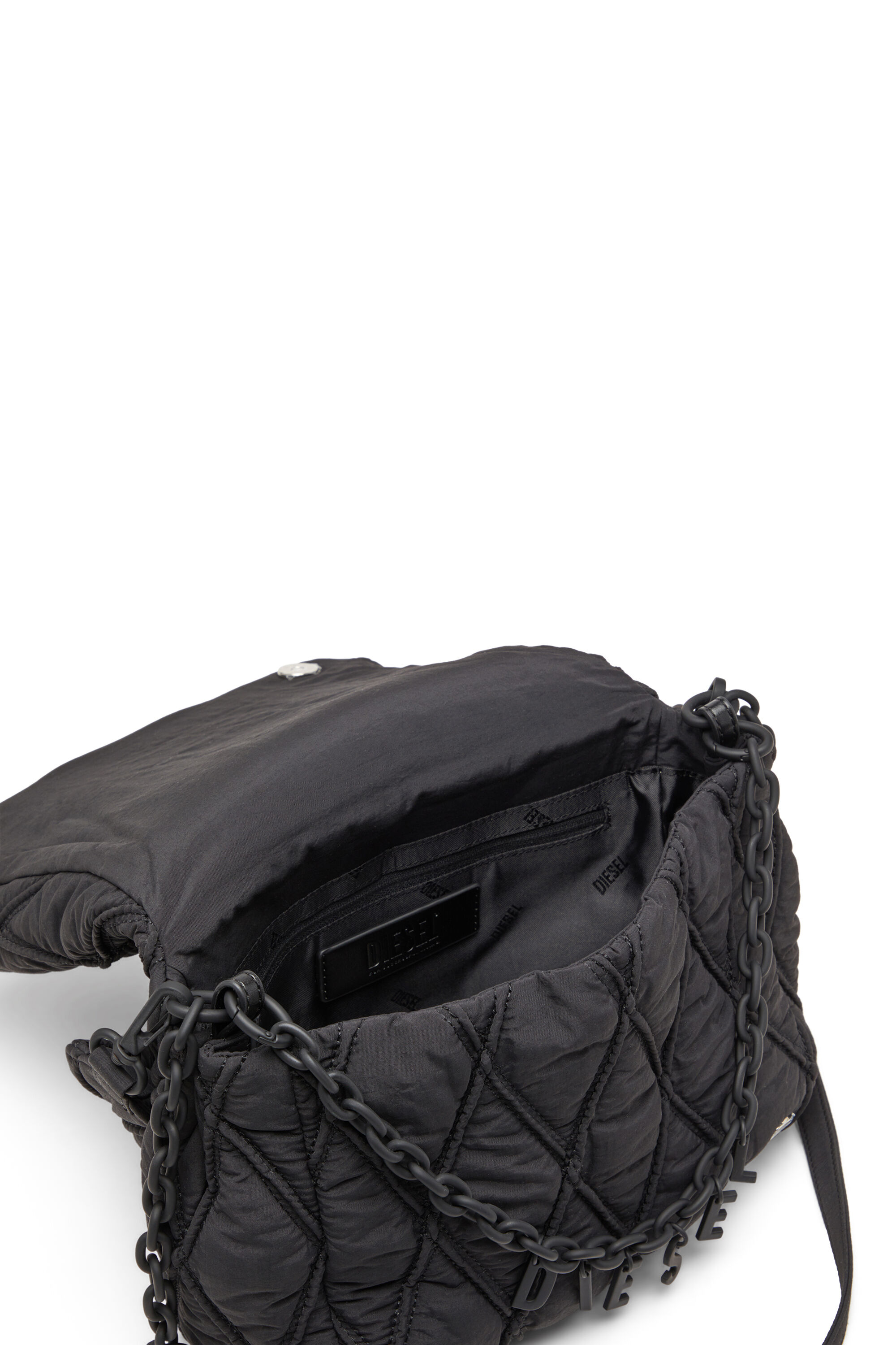 Diesel - CHARM-D SHOULDER M, Woman's Charm-D M-Shoulder bag in quilted nylon in Black - 2