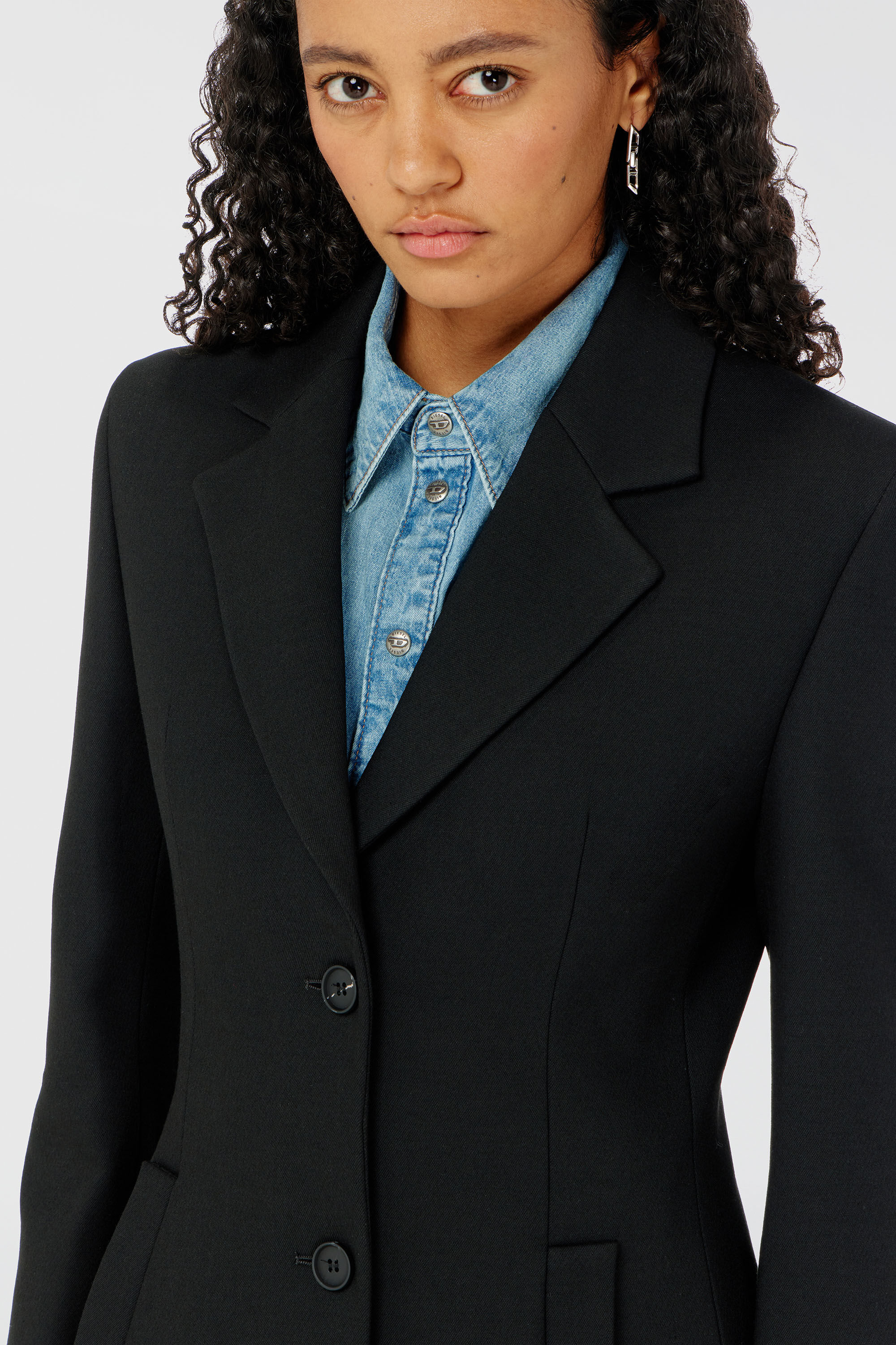 Diesel - G-ALLAN, Woman's Long hourglass coat in Black - 5