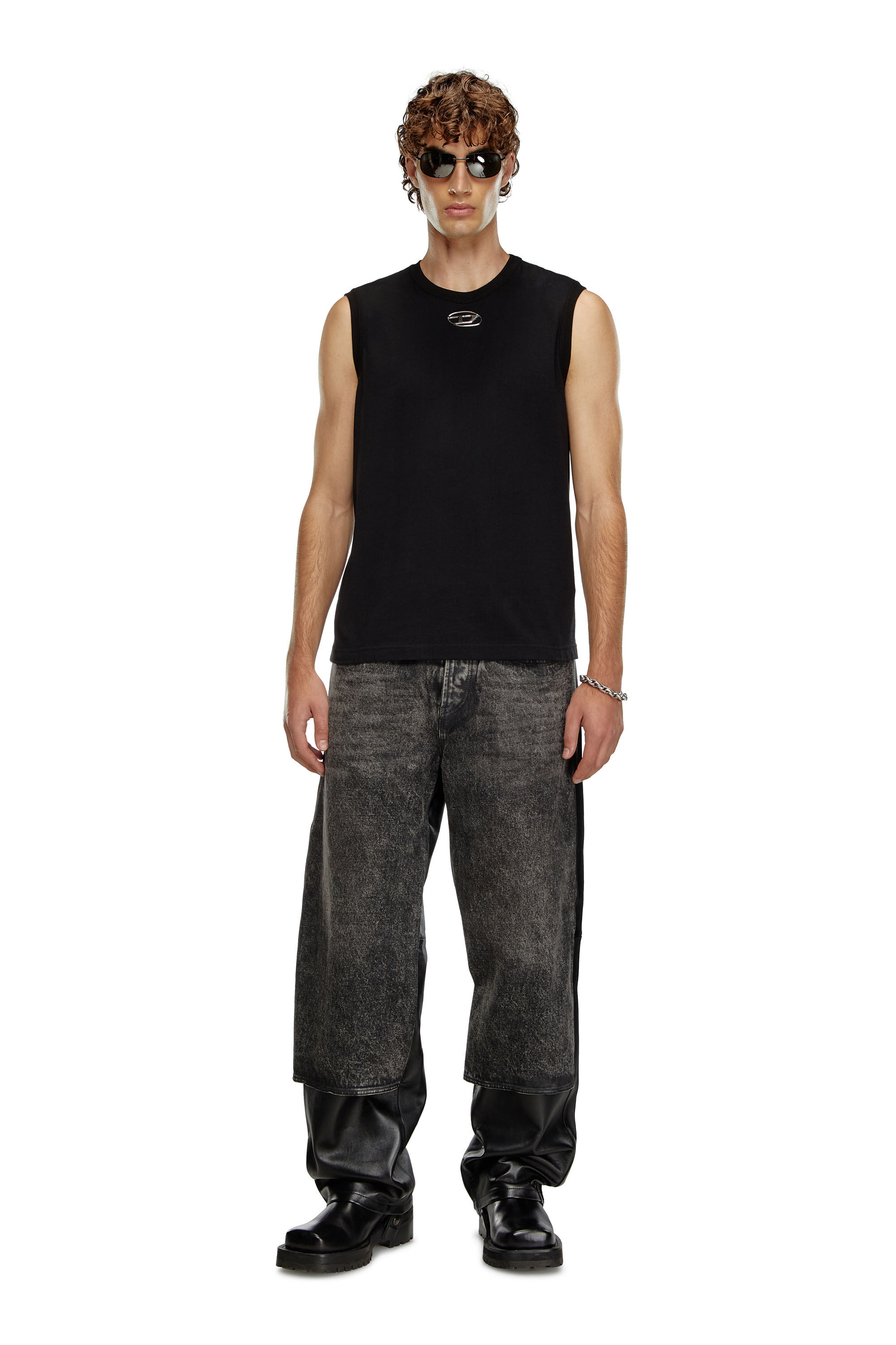 Diesel - T-BISCO-OD, Man's Tank top with injection-moulded Oval D in Black - 1