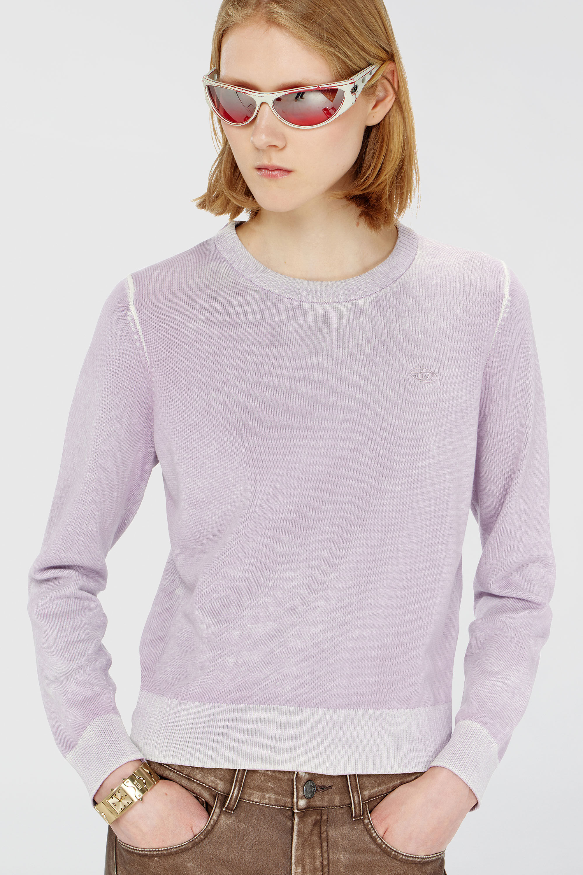 Diesel - M-LOVRE, Woman's Jumper with faded reverse print in Lilac - 5