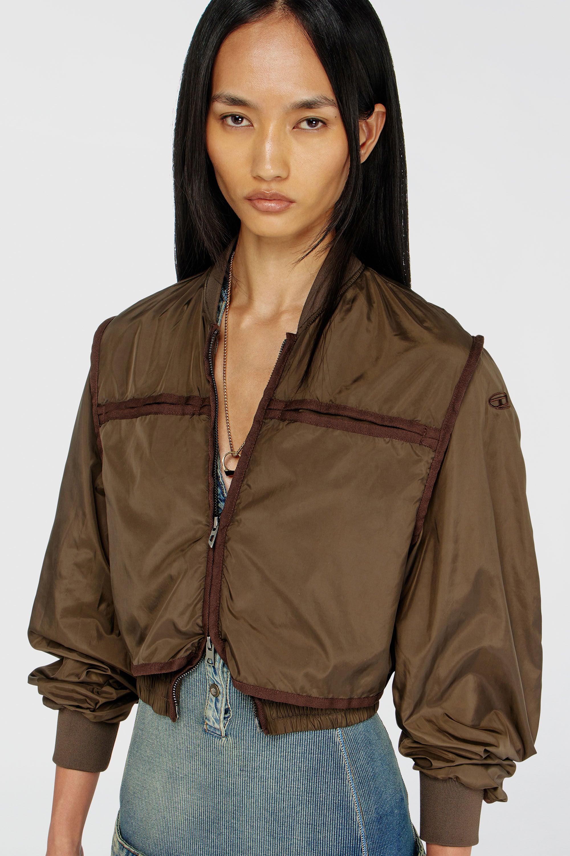 Diesel - G-OTHAM, Woman's Nylon jacket with tonal taping in Brown - 6
