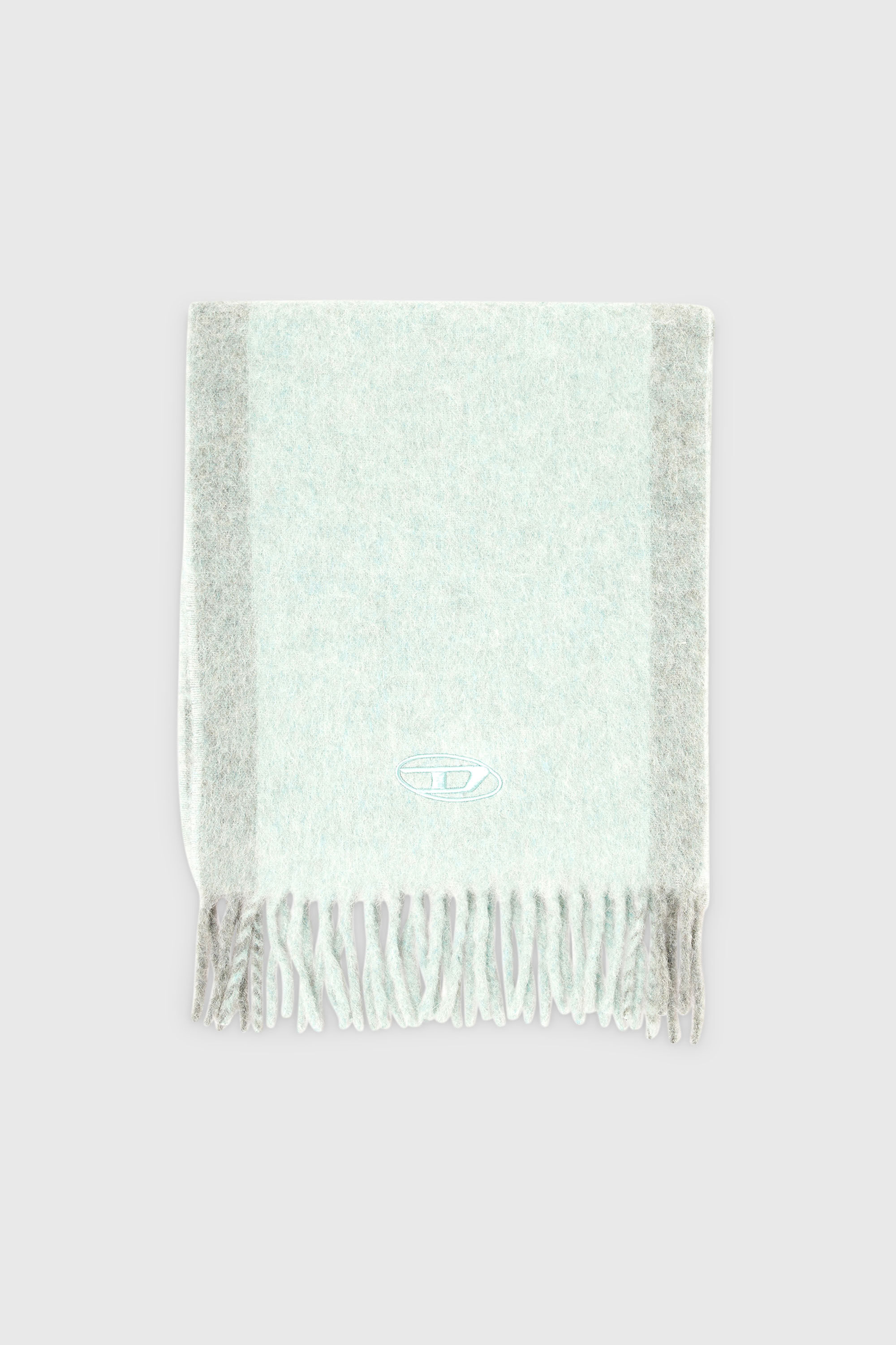 Diesel - S-OLID, Man's Wool-blend scarf with contrast stripes in Water Green - 1