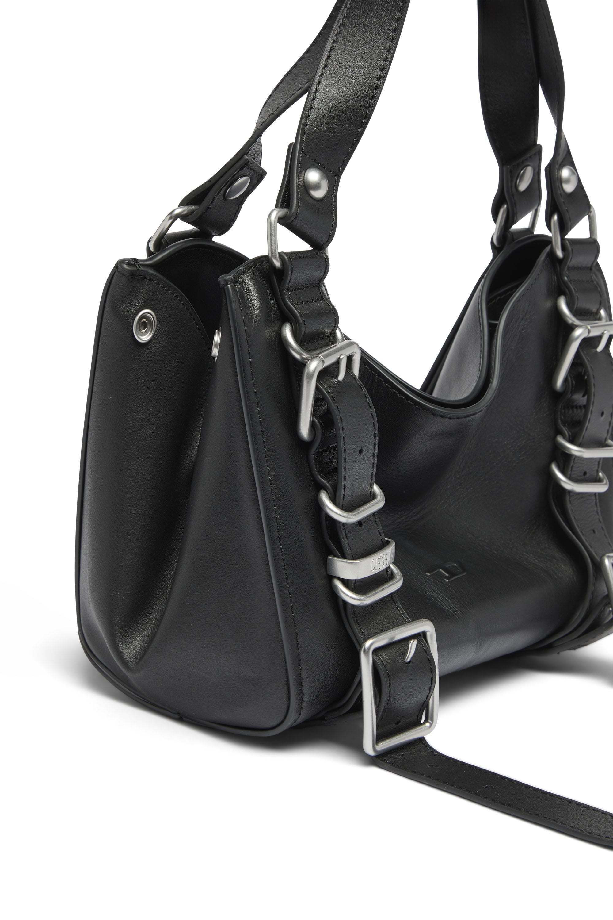 Diesel - D-ONE TOPHANDLE S, Woman's D-One-Small top-handle bag in treated leather in Black - 6