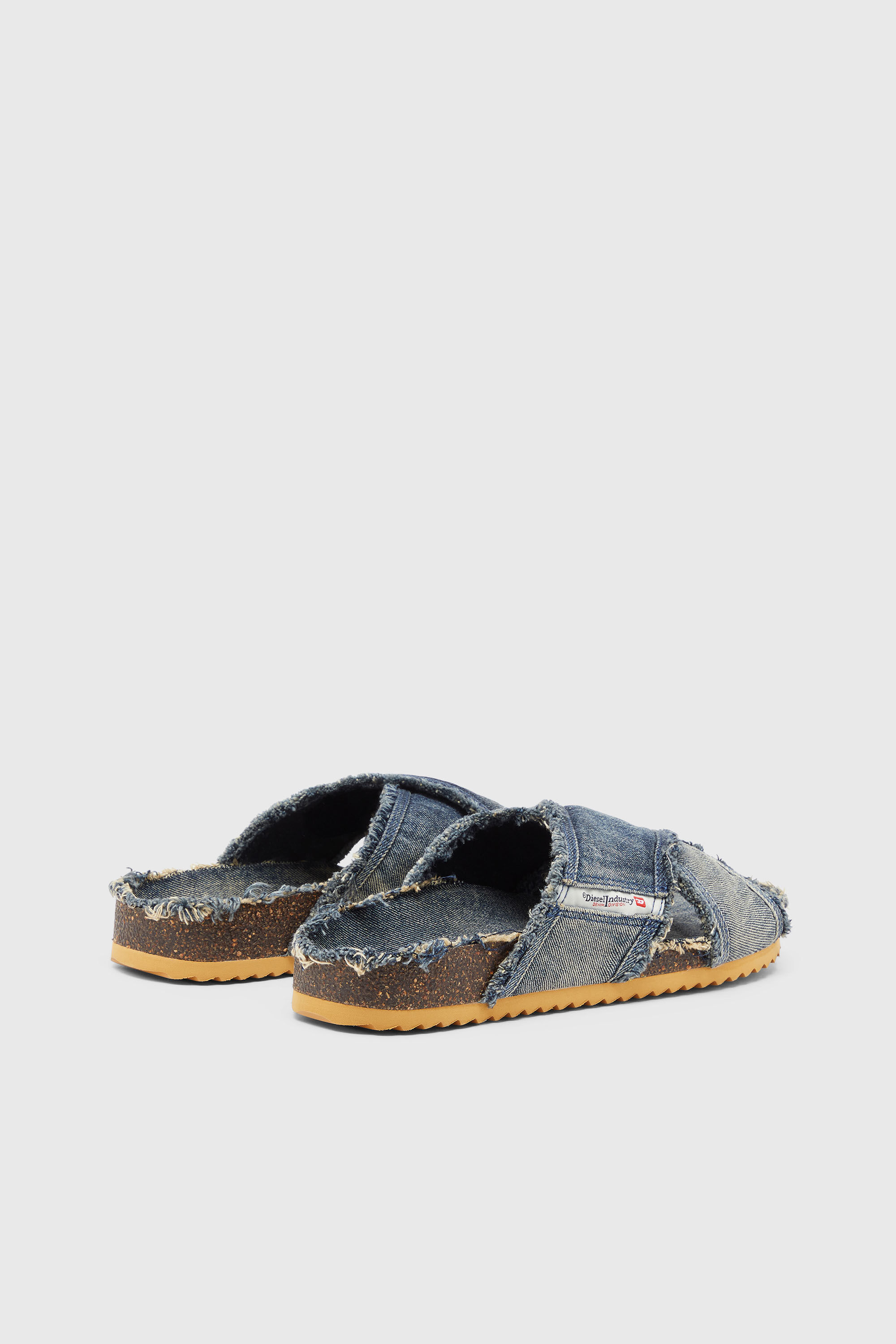 Diesel - D-WOODSTOCK CROSS, Man's D-Woodstock-Crossover slides in frayed denim in Medium blue - 3