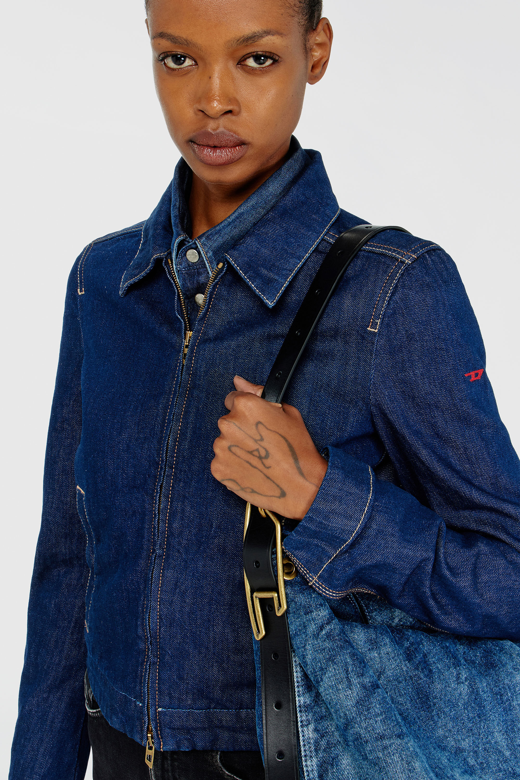 Diesel - DE-CORB, Woman's Coach jacket in rinse denim in Dark Blue - 5