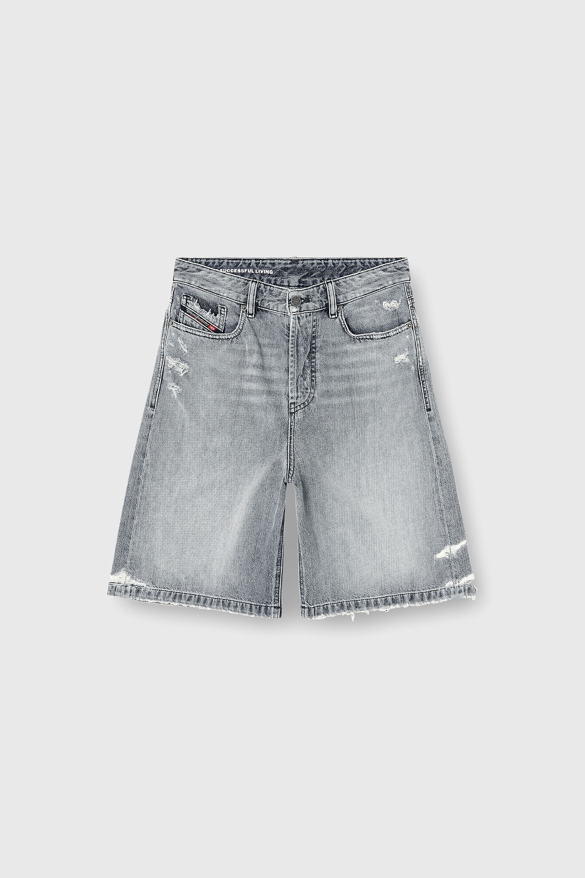 Diesel - DE-SIRE-SHORT, Woman's Denim shorts with frayed hems in Grey - 2