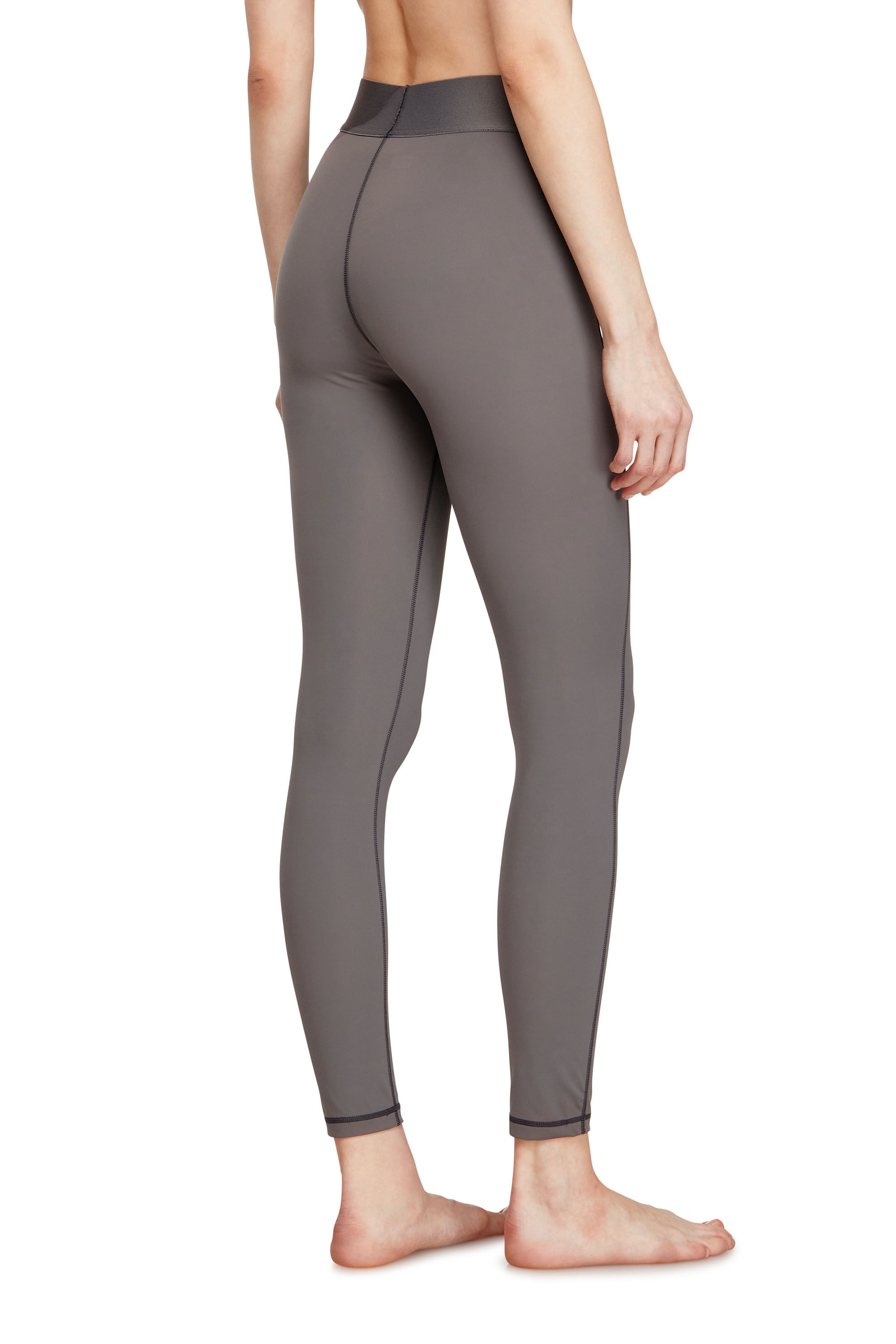 Diesel - ADELINE-D-POP, Woman's Microfibre leggings with cut-off logo in Grey - 2