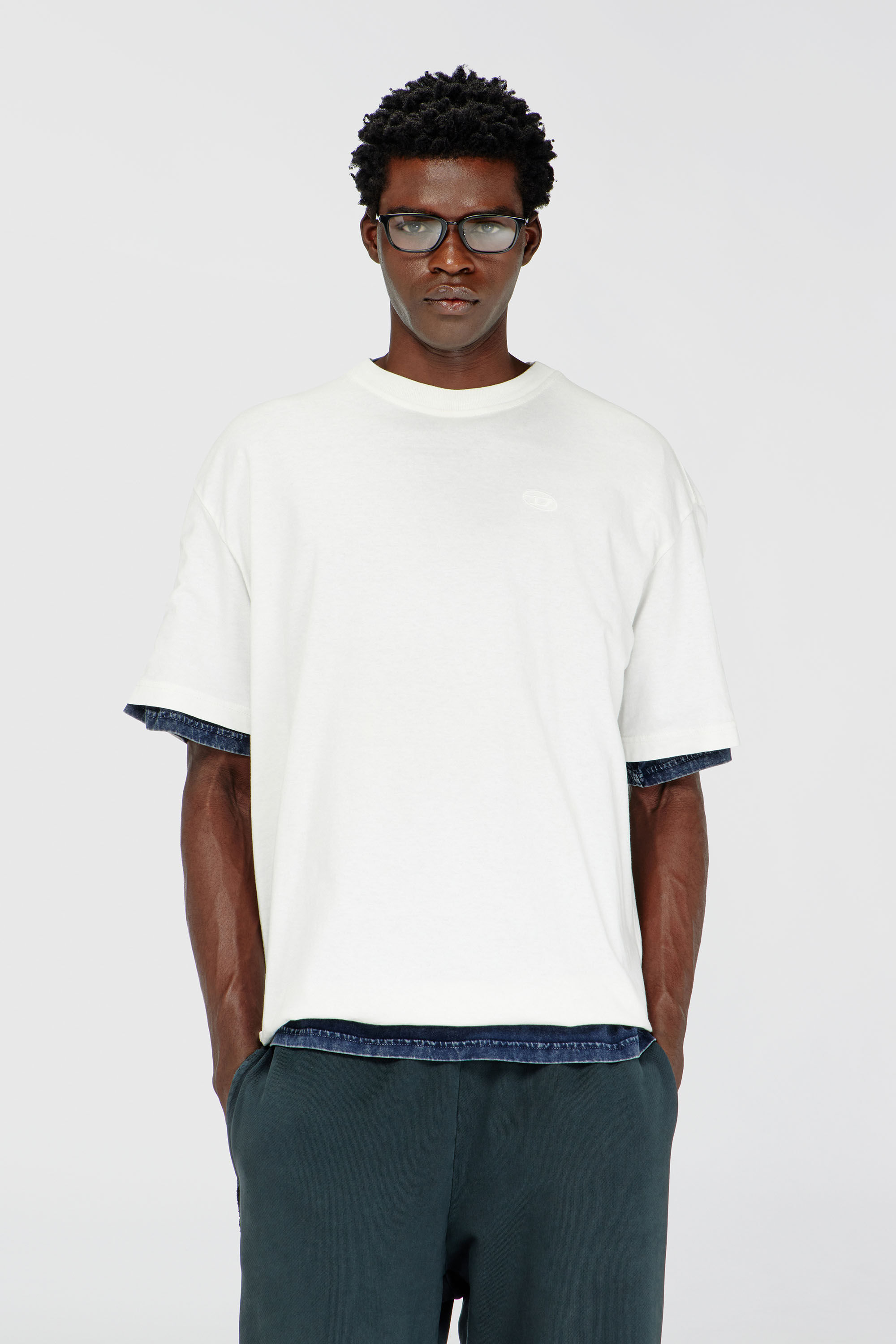 Diesel - T-BOGGY-MEGOVAL-D, Man's T-shirt with maxi oval D embroidery in White - 3