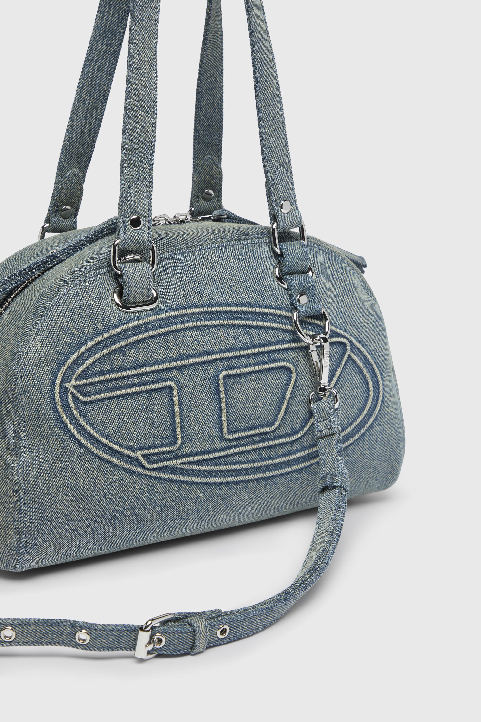 Diesel - 1DR DOME SOFT SHOULDER, Unisex's 1DR Dome-Shoulder bag in denim with Oval D logo in Light Blue - 6