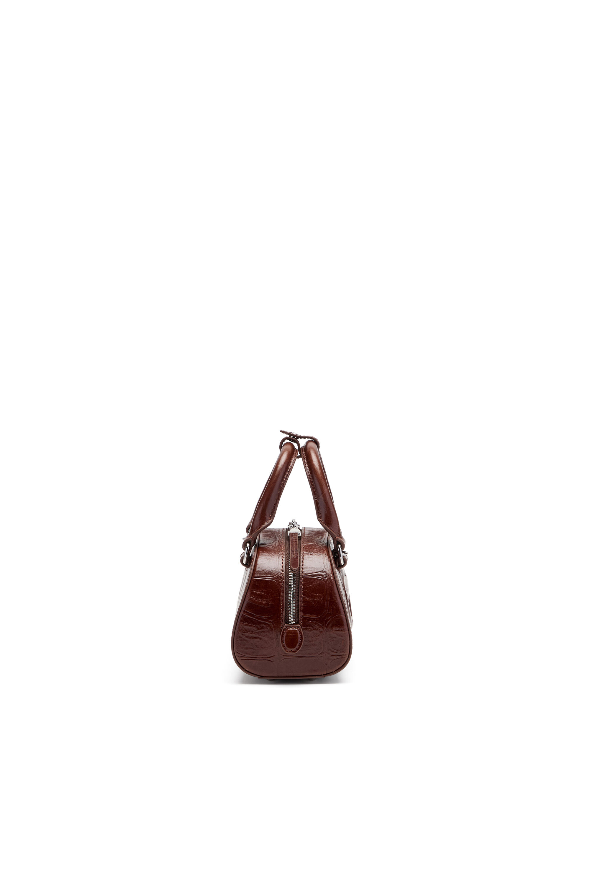 Diesel - 1DR DOME CROSSBODY, Woman's 1DR Dome-Mini bowling bag in croc-effect leather in Brown - 4
