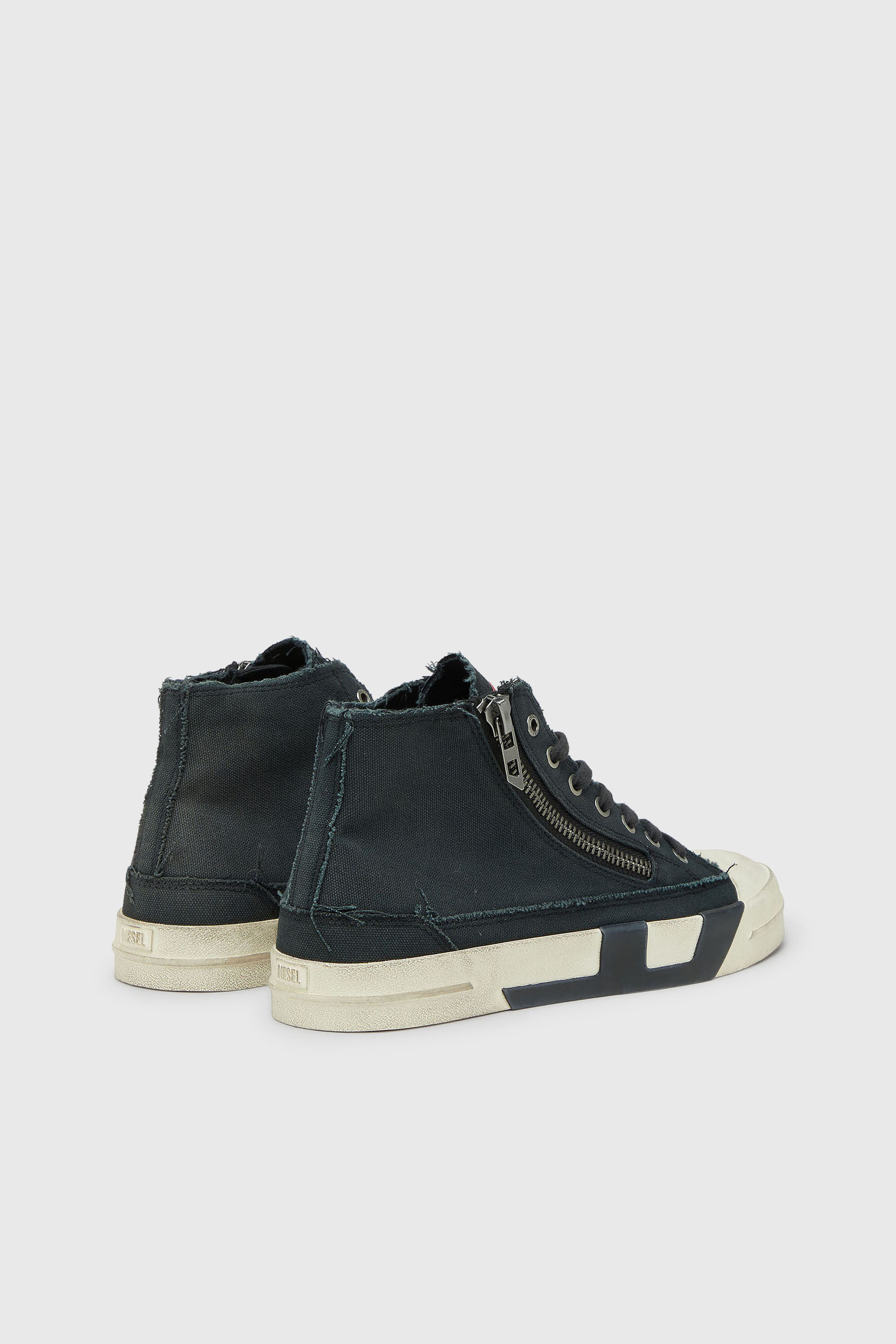 Diesel - S-D-VERSE ZIP MID II, Man's S-D-Verse -  Sneakers in frayed canvas with D logo in Black - 3
