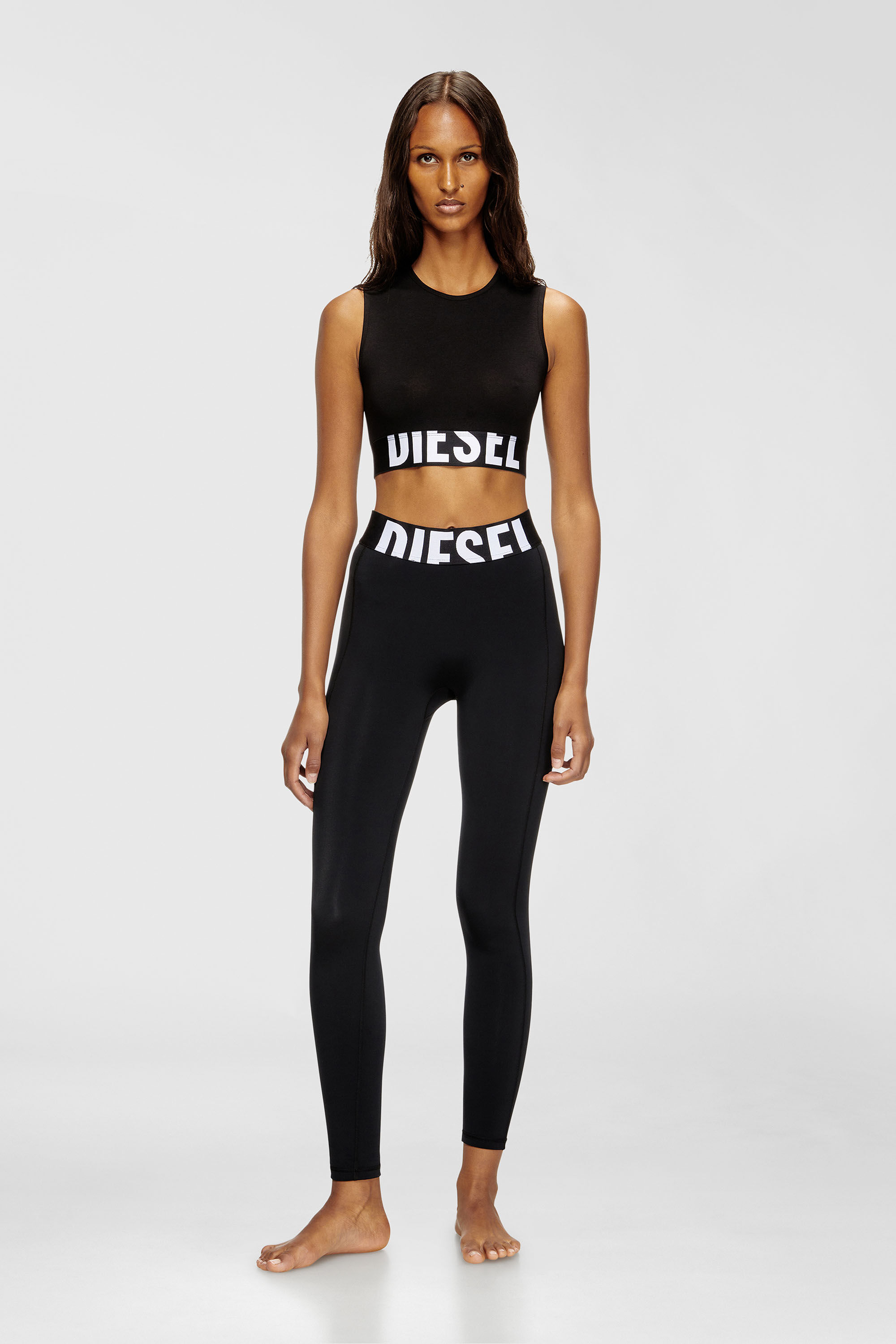 Diesel - ADA-D-POP, Woman's Cropped tank top with cut-off logo in Black - 1