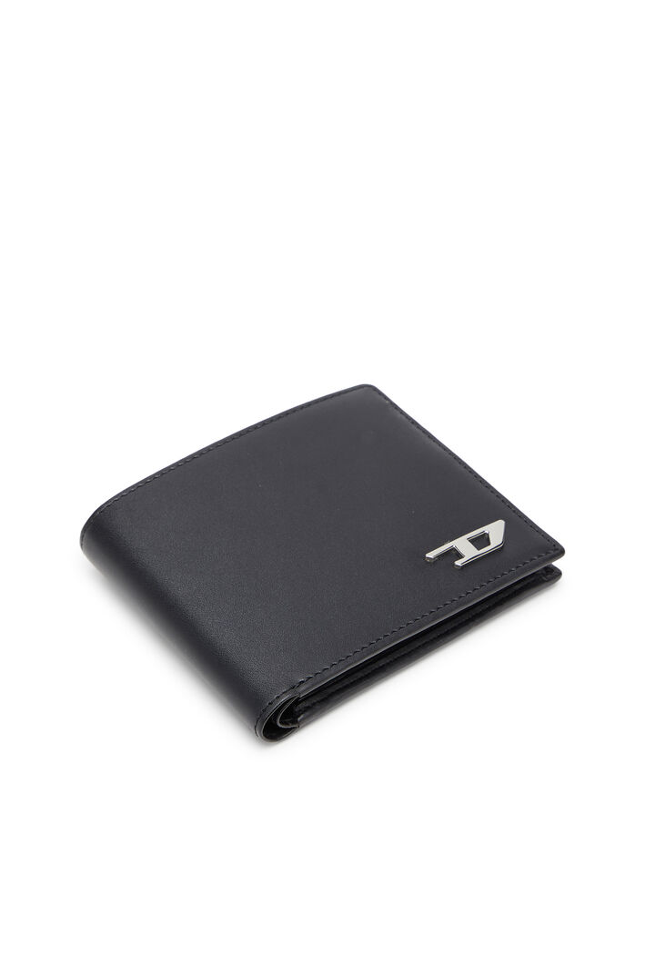 Diesel - BI FOLD COIN S, Man's Bi-fold wallet in leather with coin pocket in Black - 5