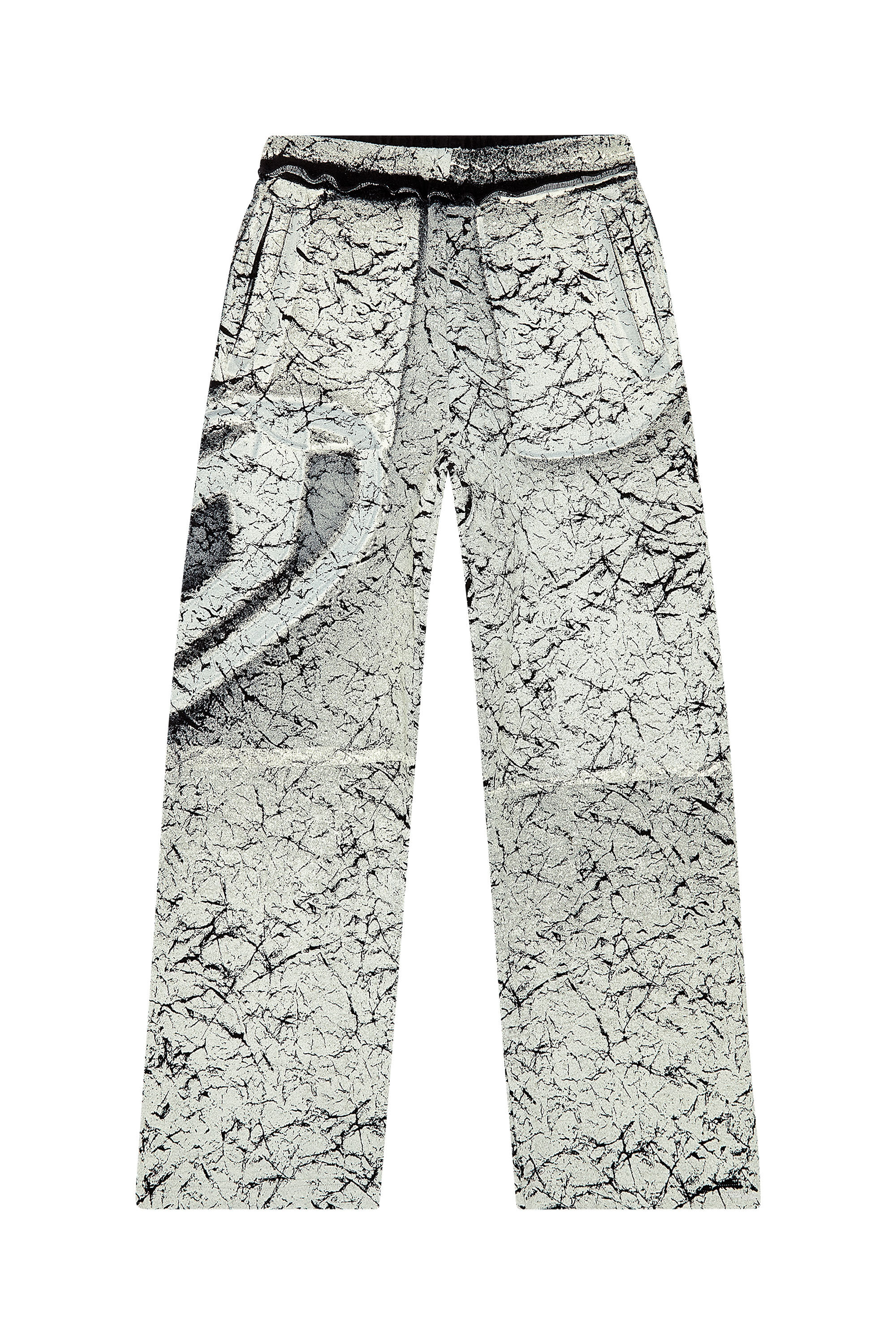 Diesel - P-MARKOVAL, Man's Track pants with cracked coating in Black/White - 2