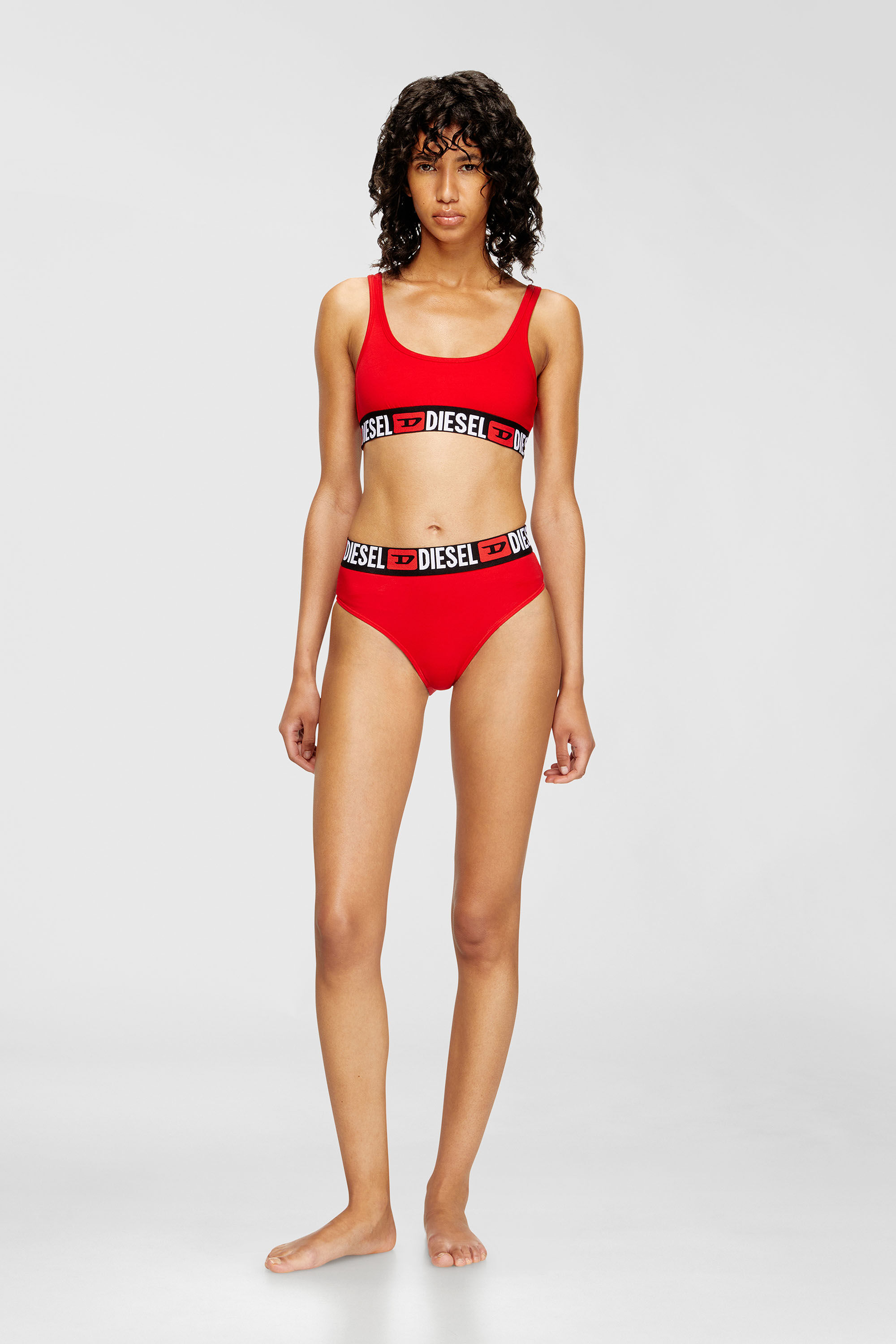 Diesel - UFSB-ORIBA, Woman's Cotton bralette with logo in Red - 1