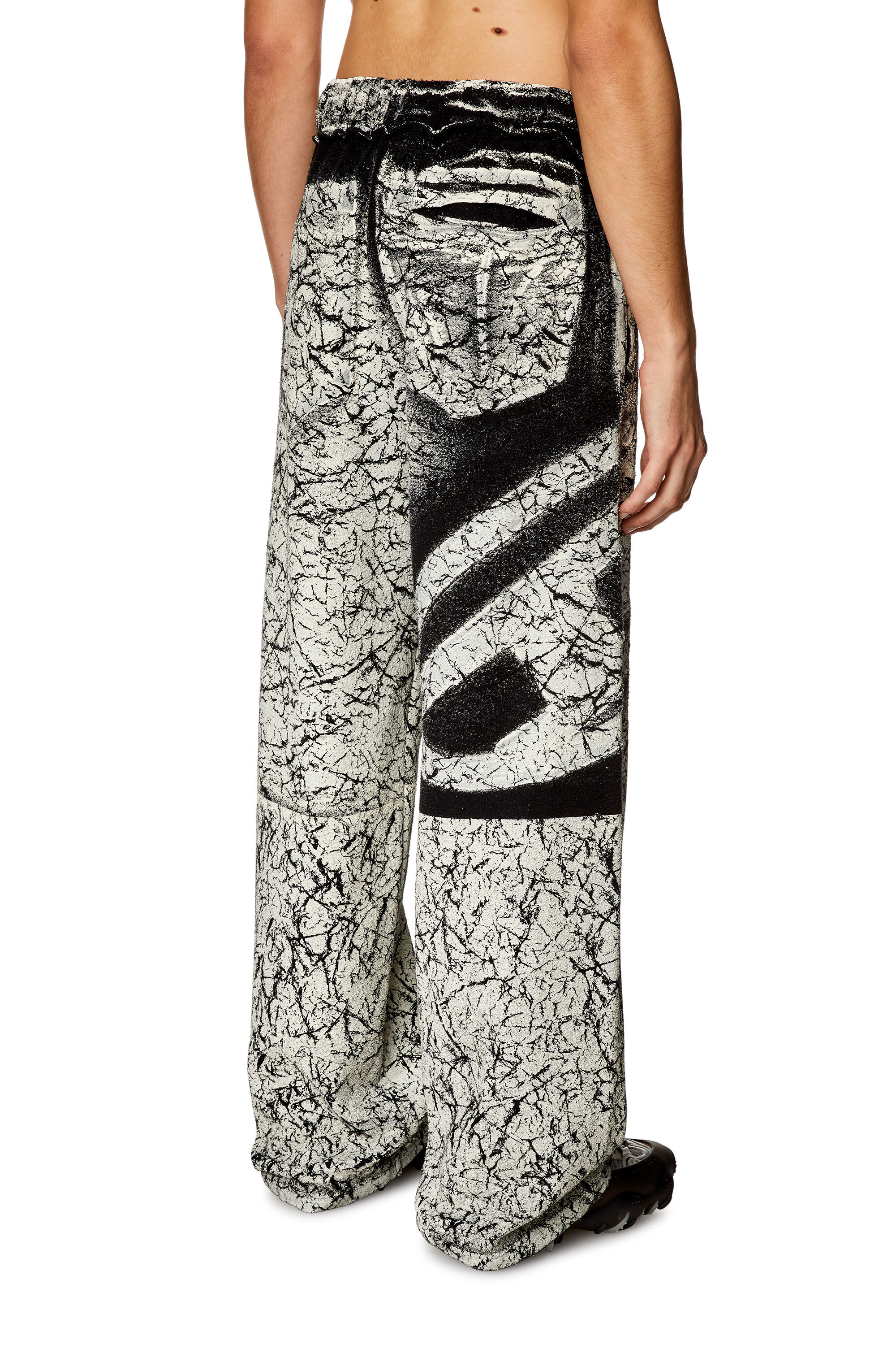 Diesel - P-MARKOVAL, Man's Track pants with cracked coating in Black/White - 4