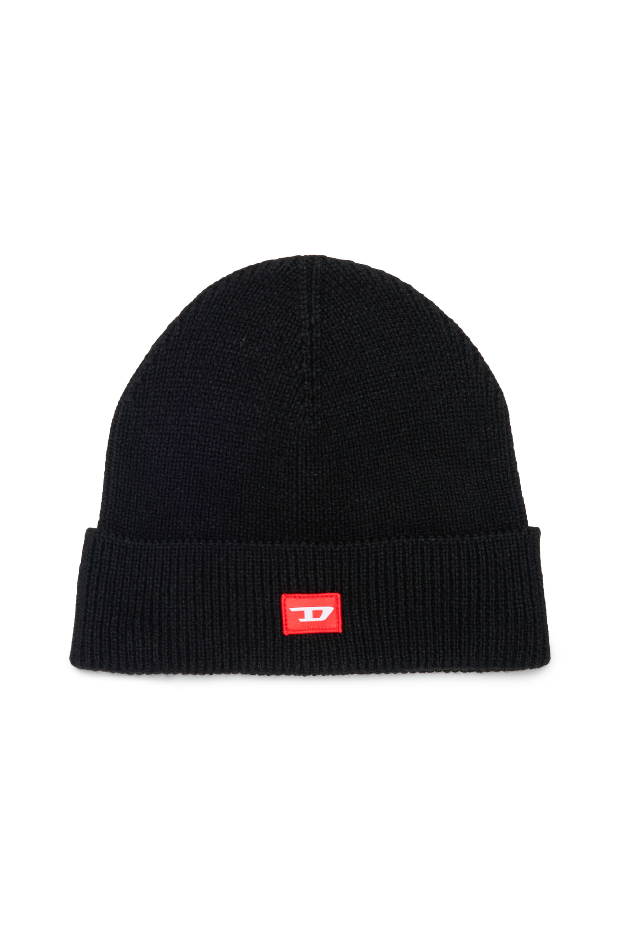 Diesel - FLOT, Unisex's Wool-blend beanie with D logo patch in Black - 1