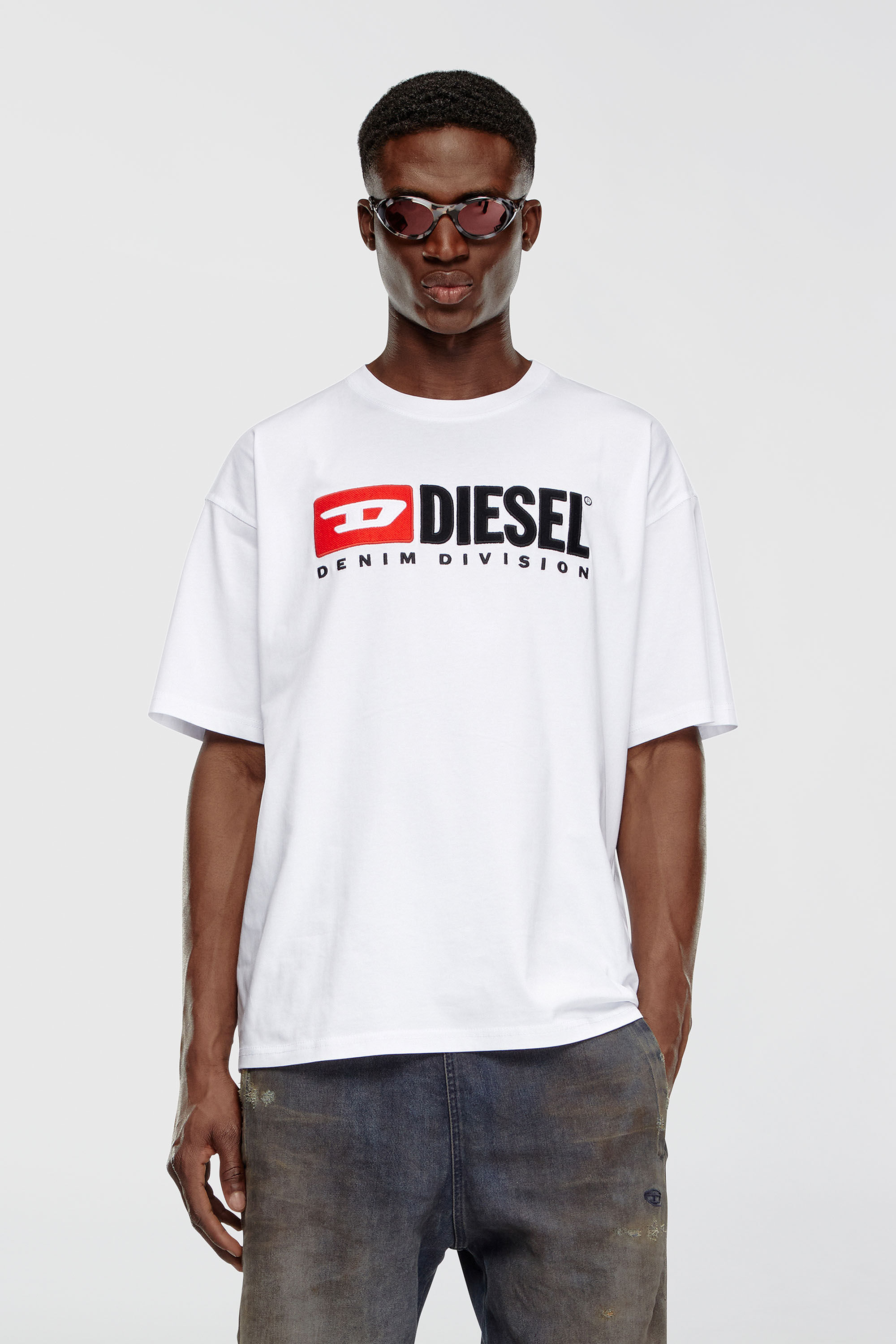 Diesel - T-BOXT-DIV, Man's T-shirt with Diesel patch logo in White - 3