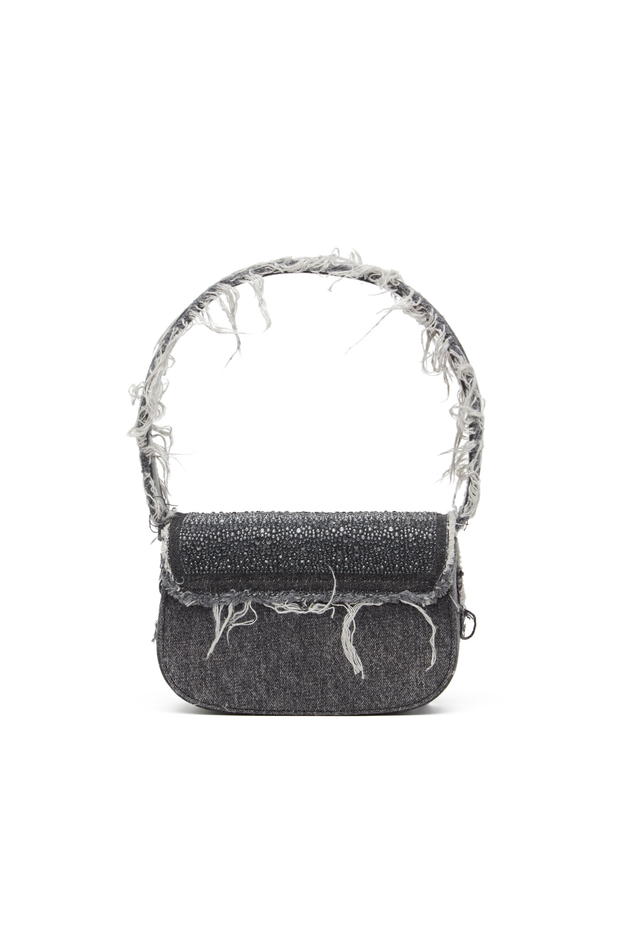 Diesel - 1DR, Woman's 1DR-Iconic shoulder bag in denim and crystals in Black - 3