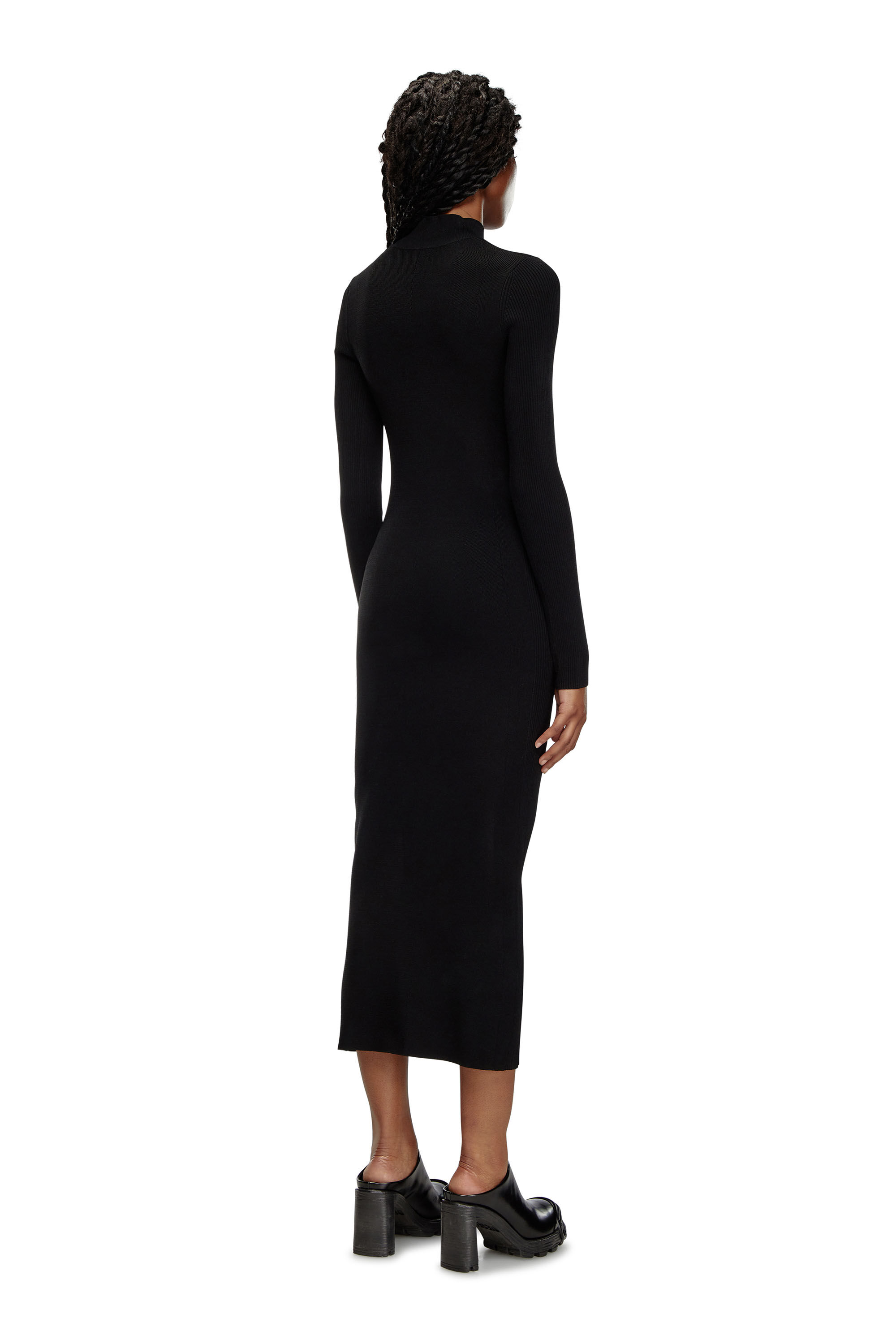 Diesel - M-ZARY-B, Woman's Midi dress in ribbed knit in Black - 3