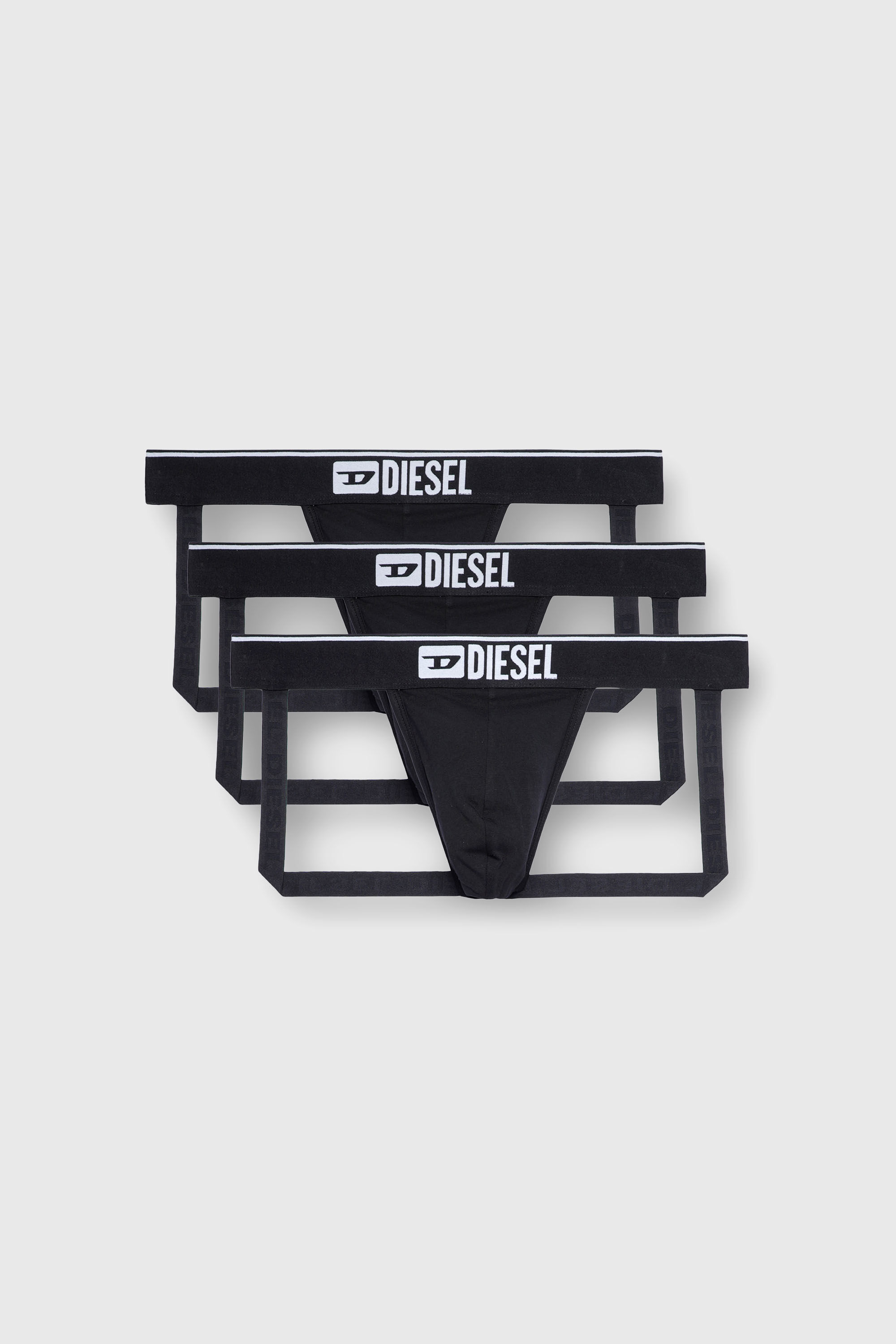 Diesel - UMBR-JOCKYTHREEPACK, Man's Three-pack jockstraps with front logo in Black - 2
