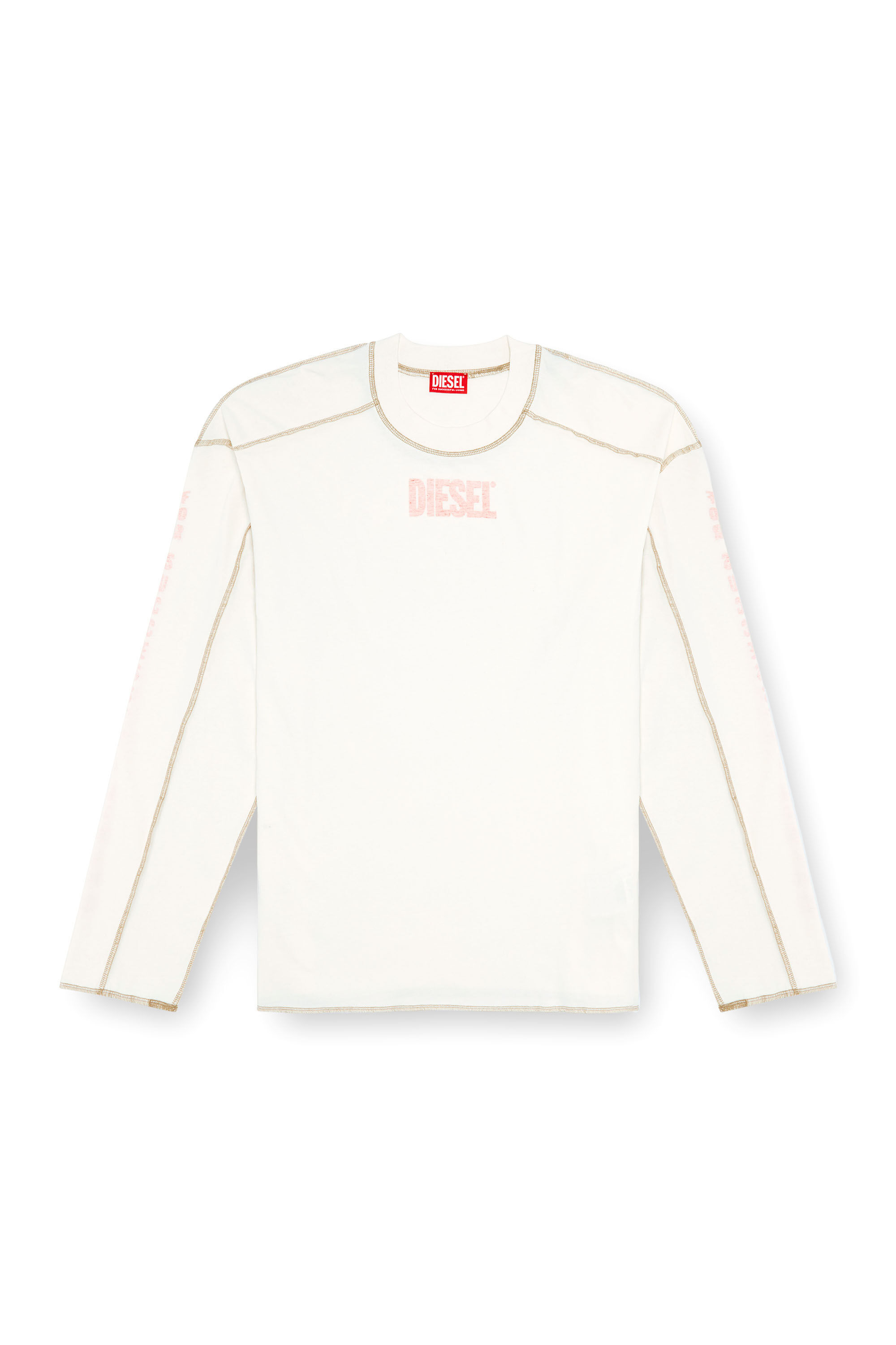 Diesel - T-CRAOR-LS, Man's Long-sleeve T-shirt with inside-out effect in White - 2