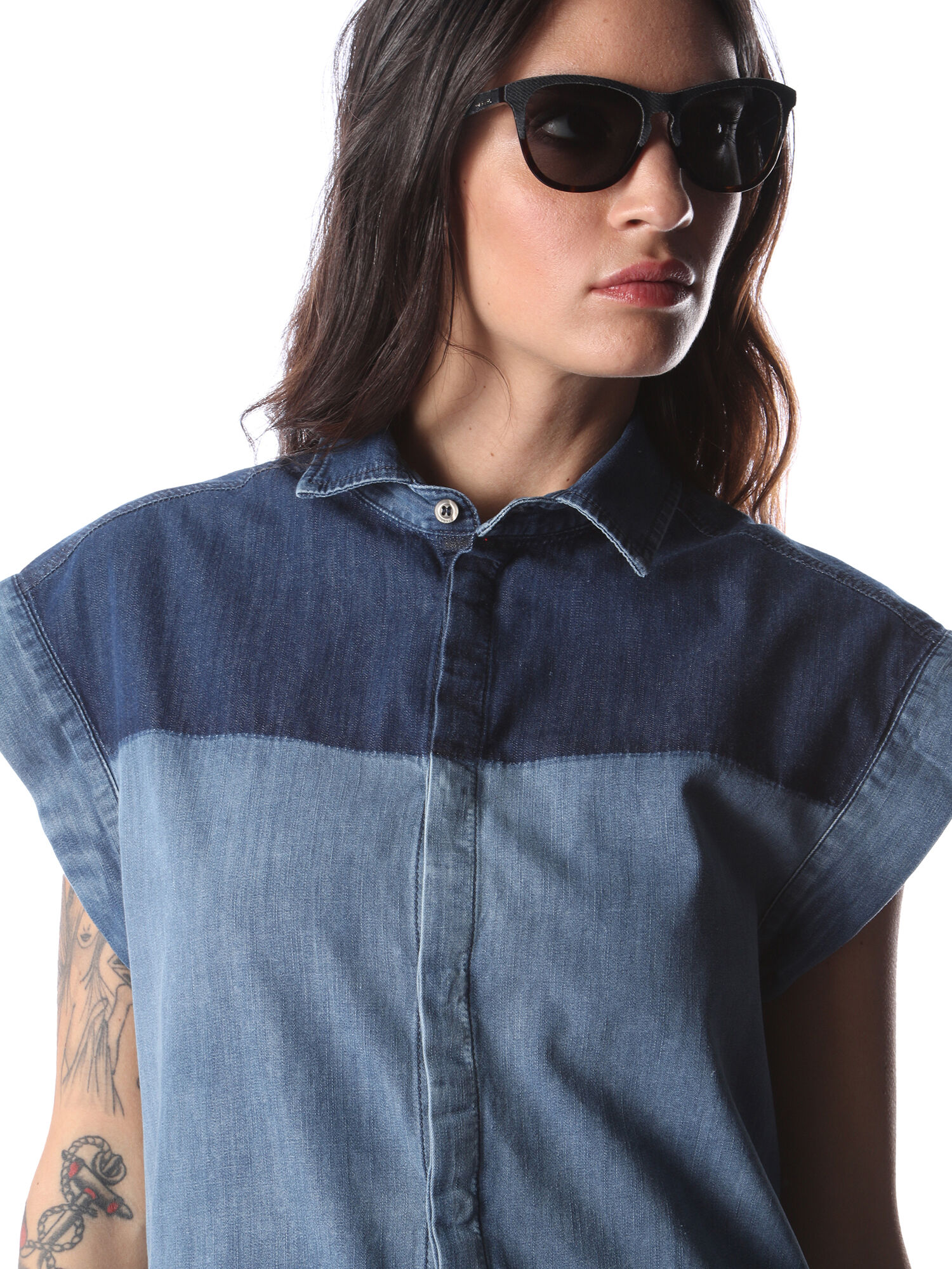 Diesel - DM0192, Unisex's Eyewear with denim frame front and detail in Dark Blue - 4