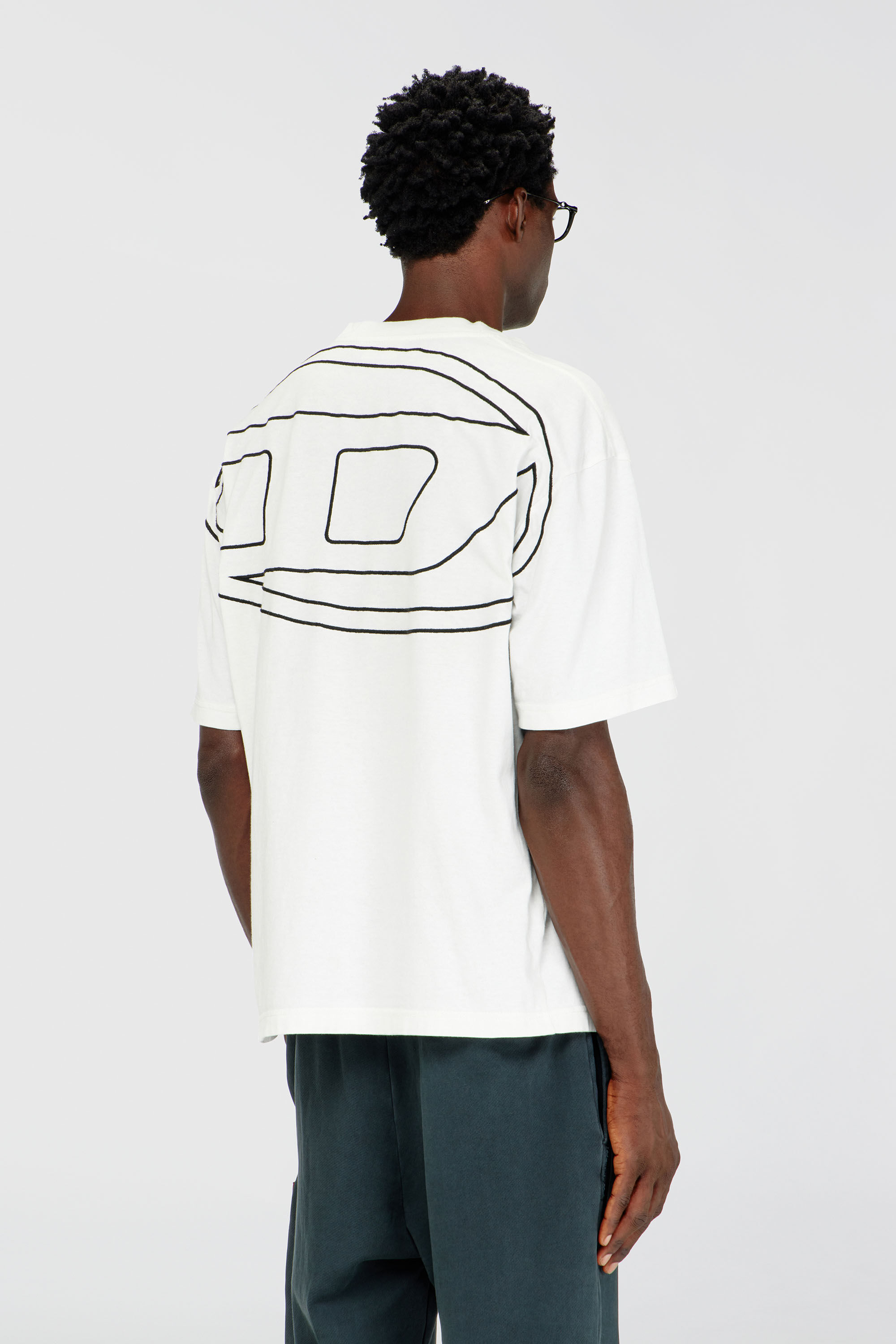 Diesel - T-BOGGY-MEGOVAL-D, Man's T-shirt with maxi oval D embroidery in White - 4
