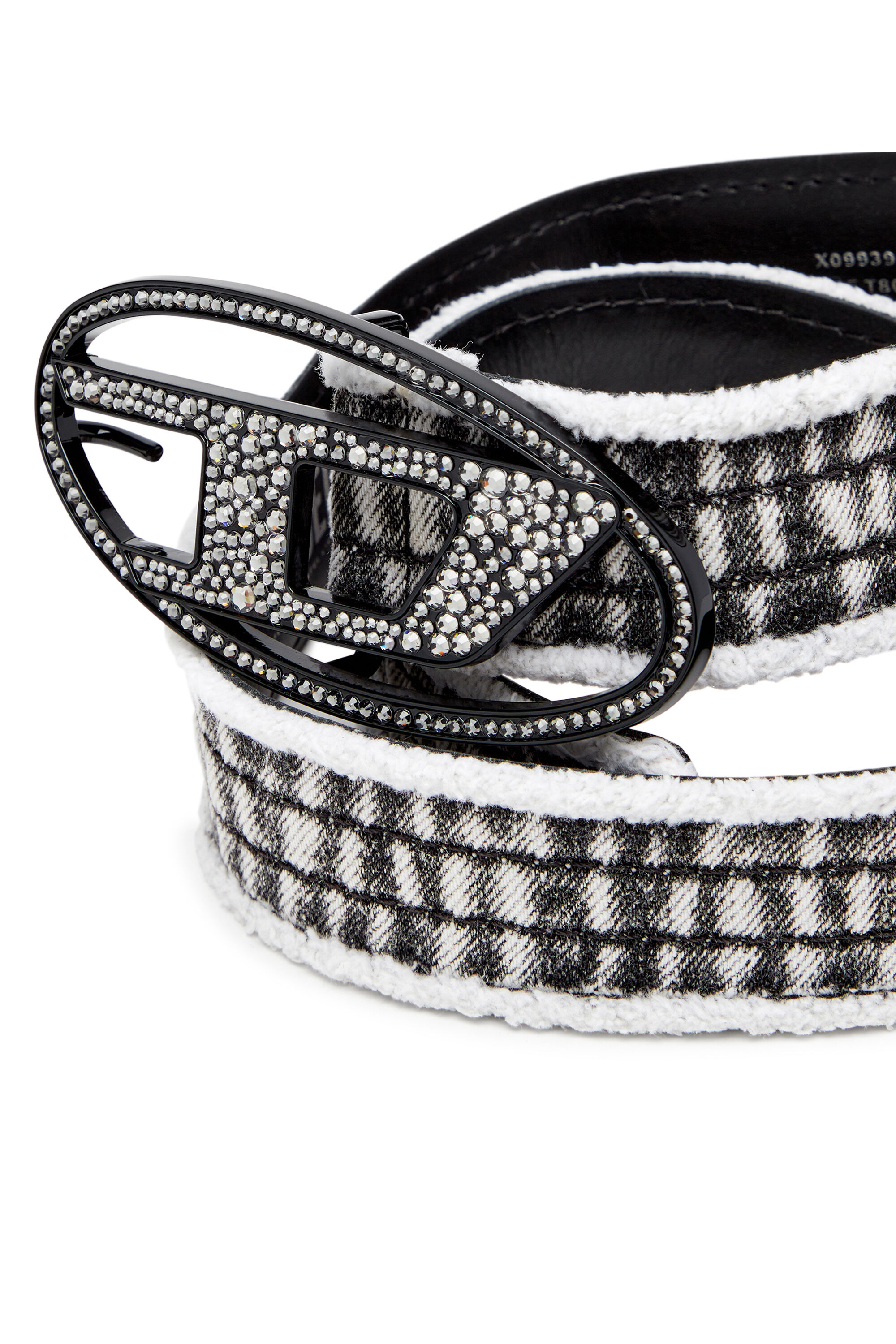 Diesel - B-1DR STRASS, Woman's Denim and leather belt with crystal buckle in Black - 3