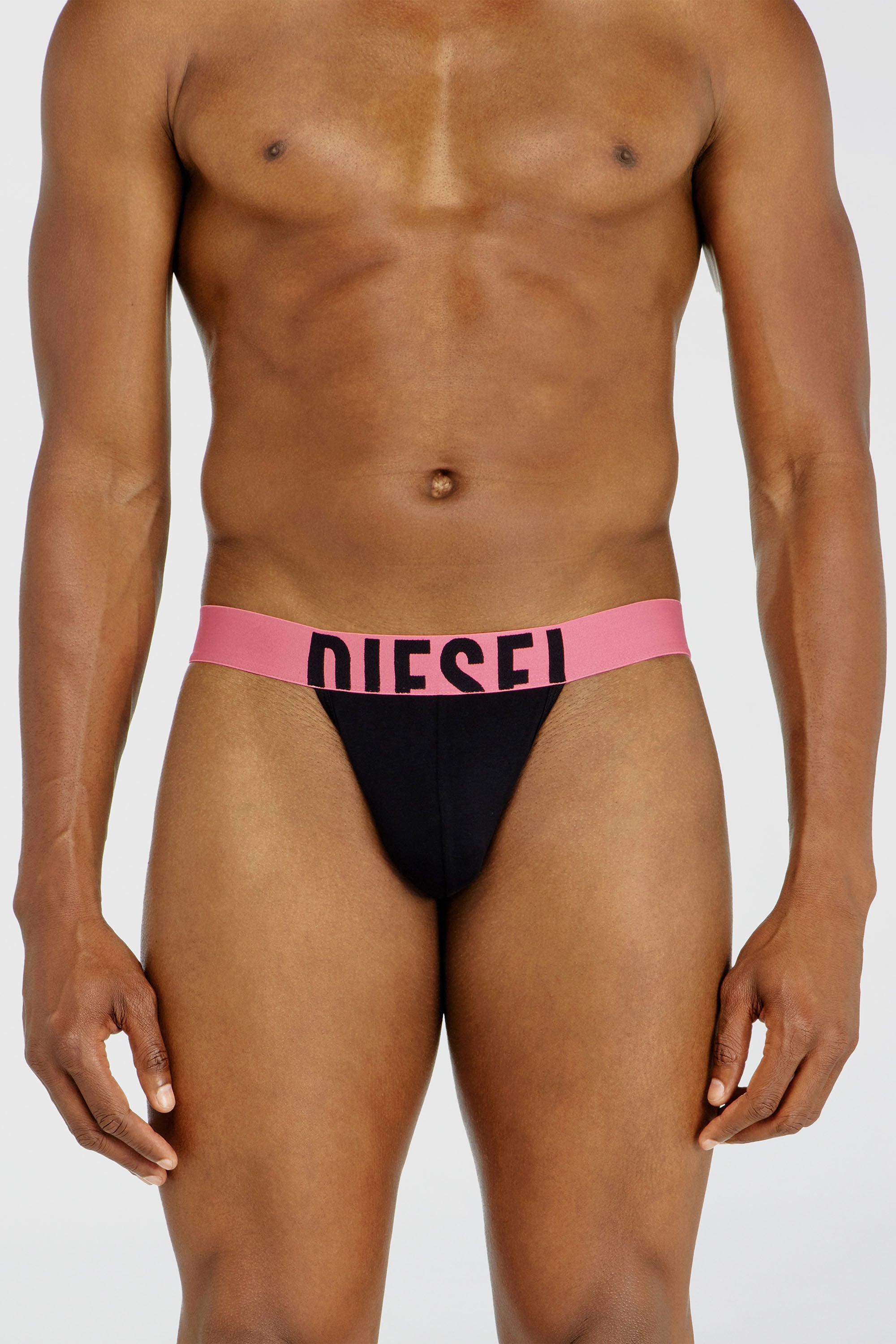 Diesel - FRITZ-D-POP-3PACK, Man's Three-pack thongs with bold logo waistband in Black/Pink - 1