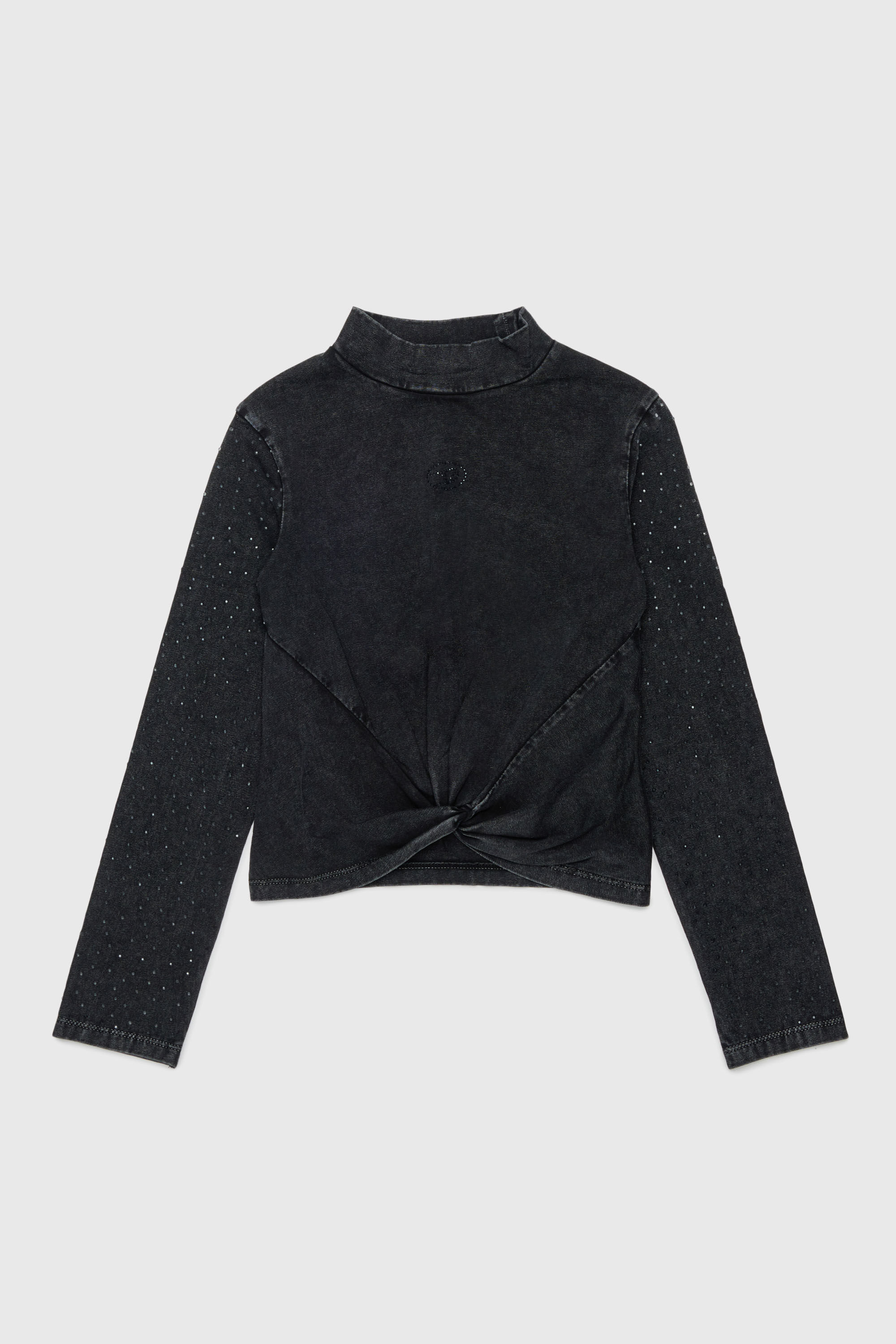 Diesel - TKNOT, Woman's Twist-hem top with rhinestones in Black - 1