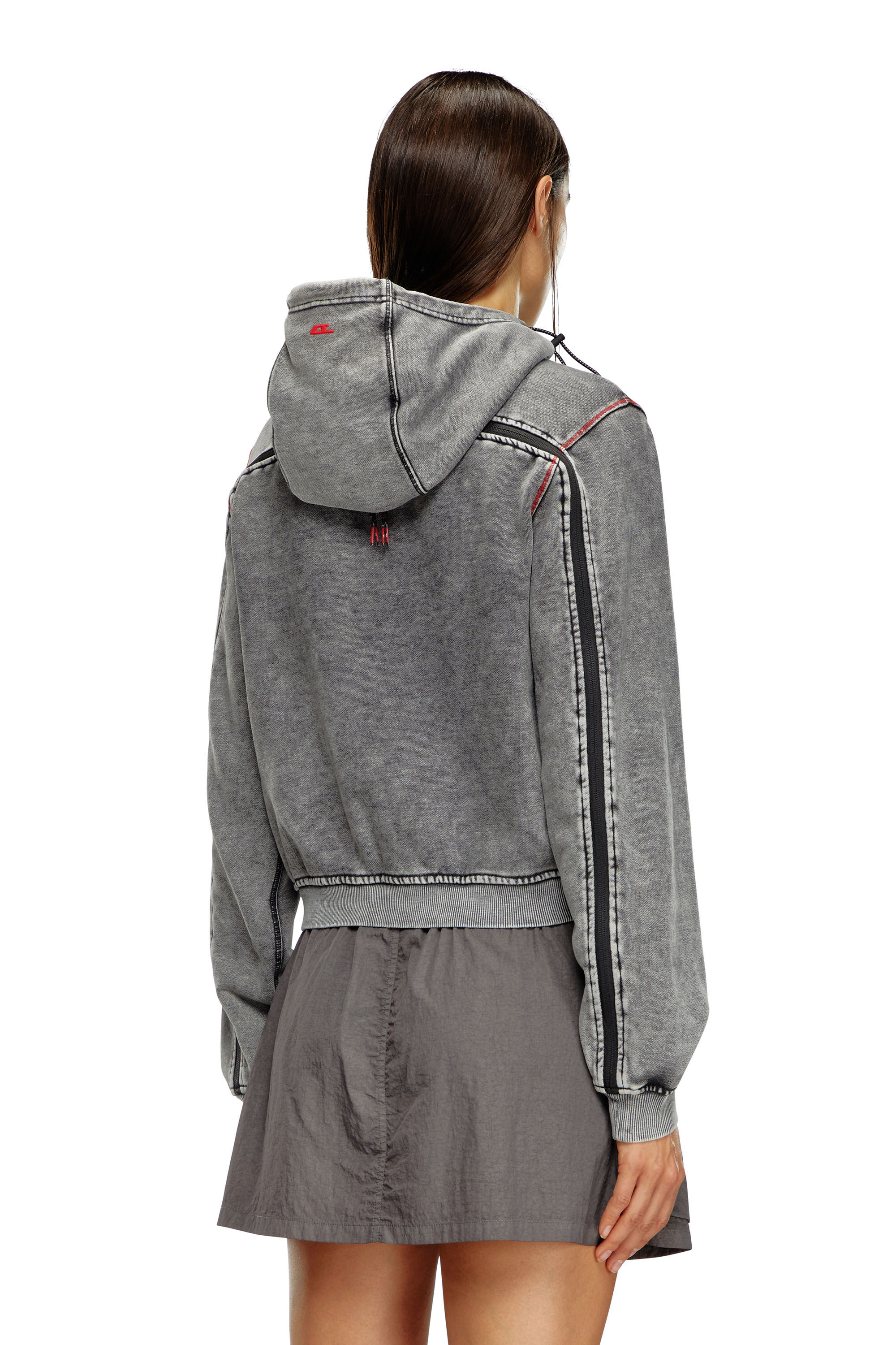 Diesel - AWST-ABIRA-HT44, Woman's Faded hoodie with zip back in Grey - 4