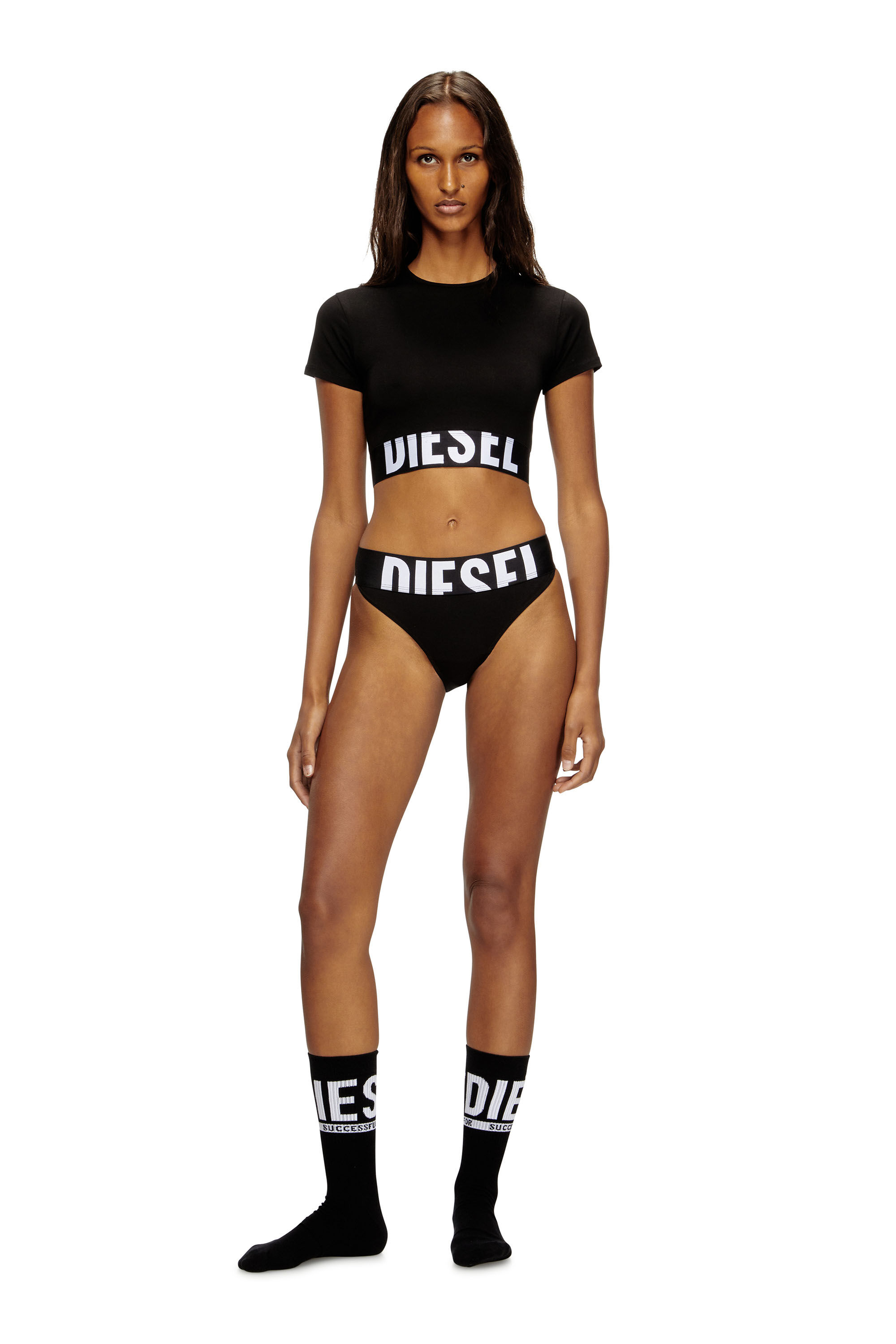Women's Sporty cropped top with logo band | Black | Diesel