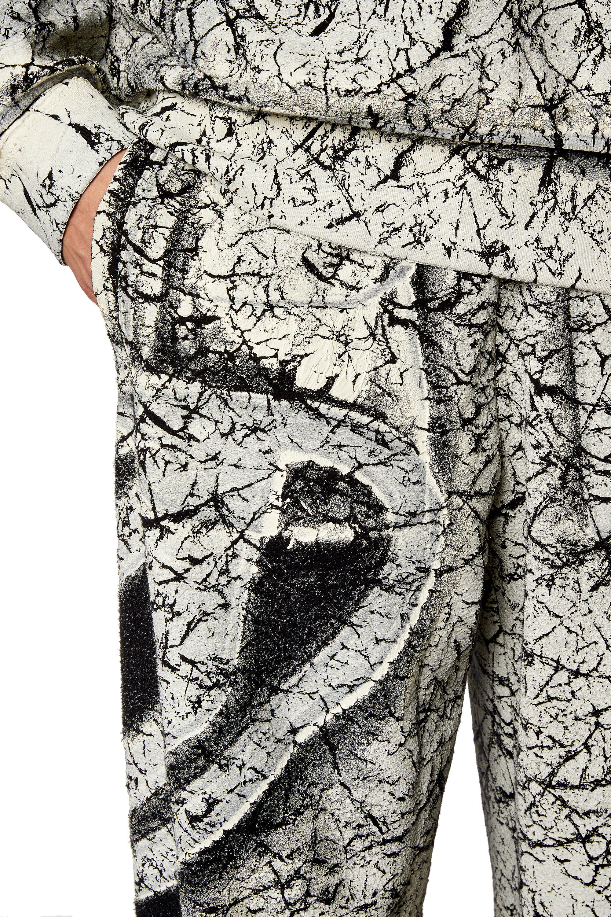 Diesel - P-MARKOVAL, Man's Track pants with cracked coating in Black/White - 5