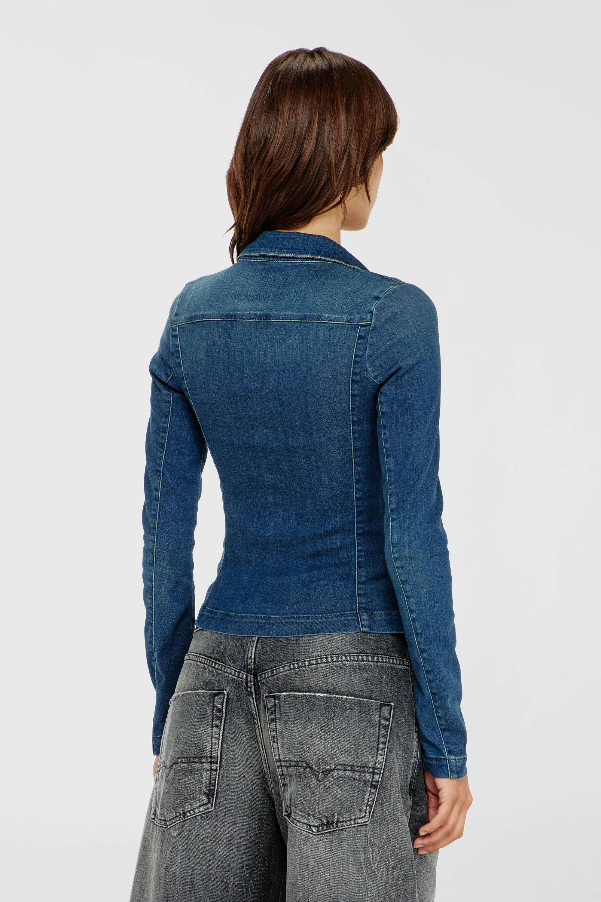 Diesel - DE-QUINOR-S1, Woman's Full-zip shirt in denim in Medium blue - 4