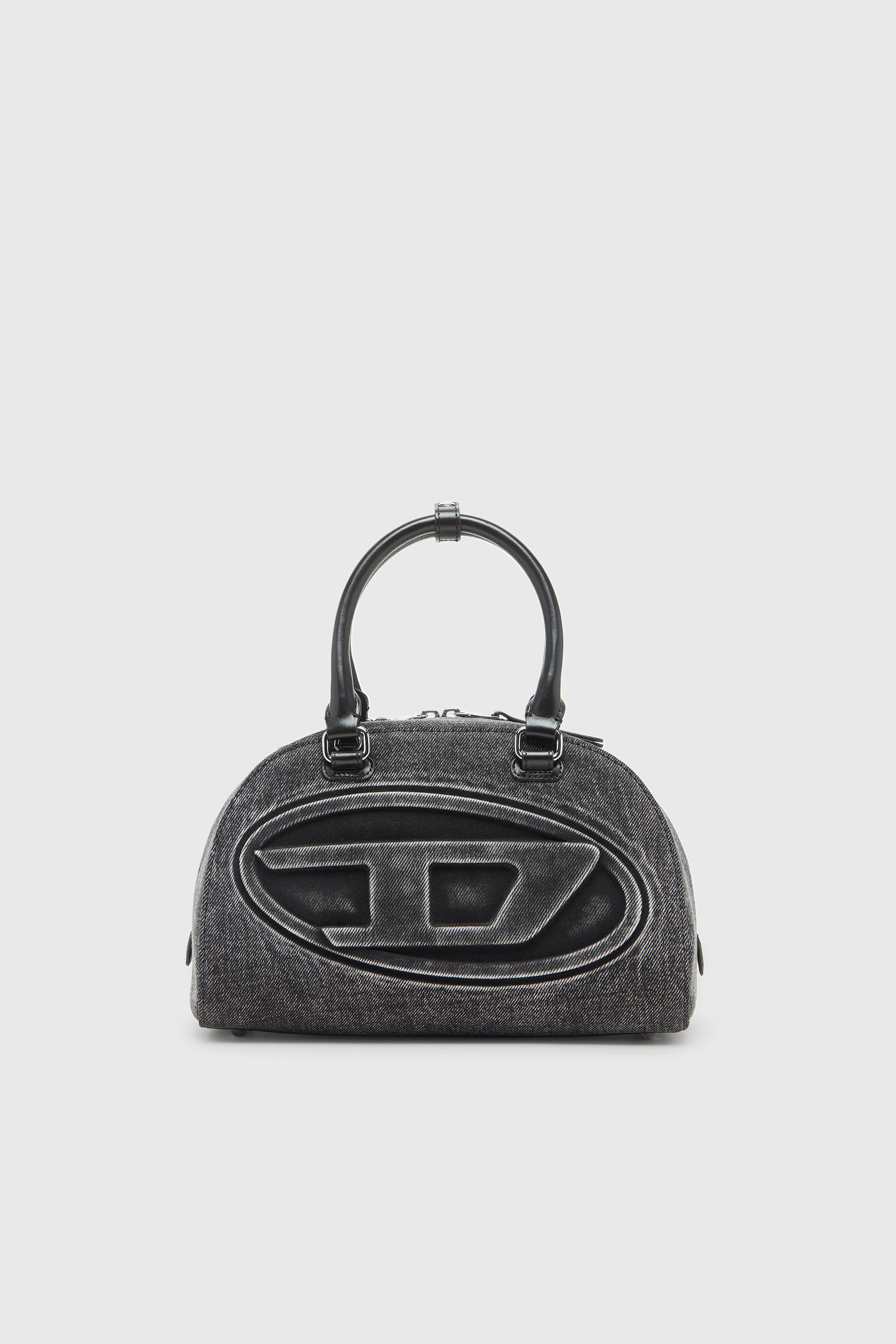Diesel - 1DR DOME TOP HANDLE, Woman's 1DR Dome-Bowling bag in washed denim in Grey - 2