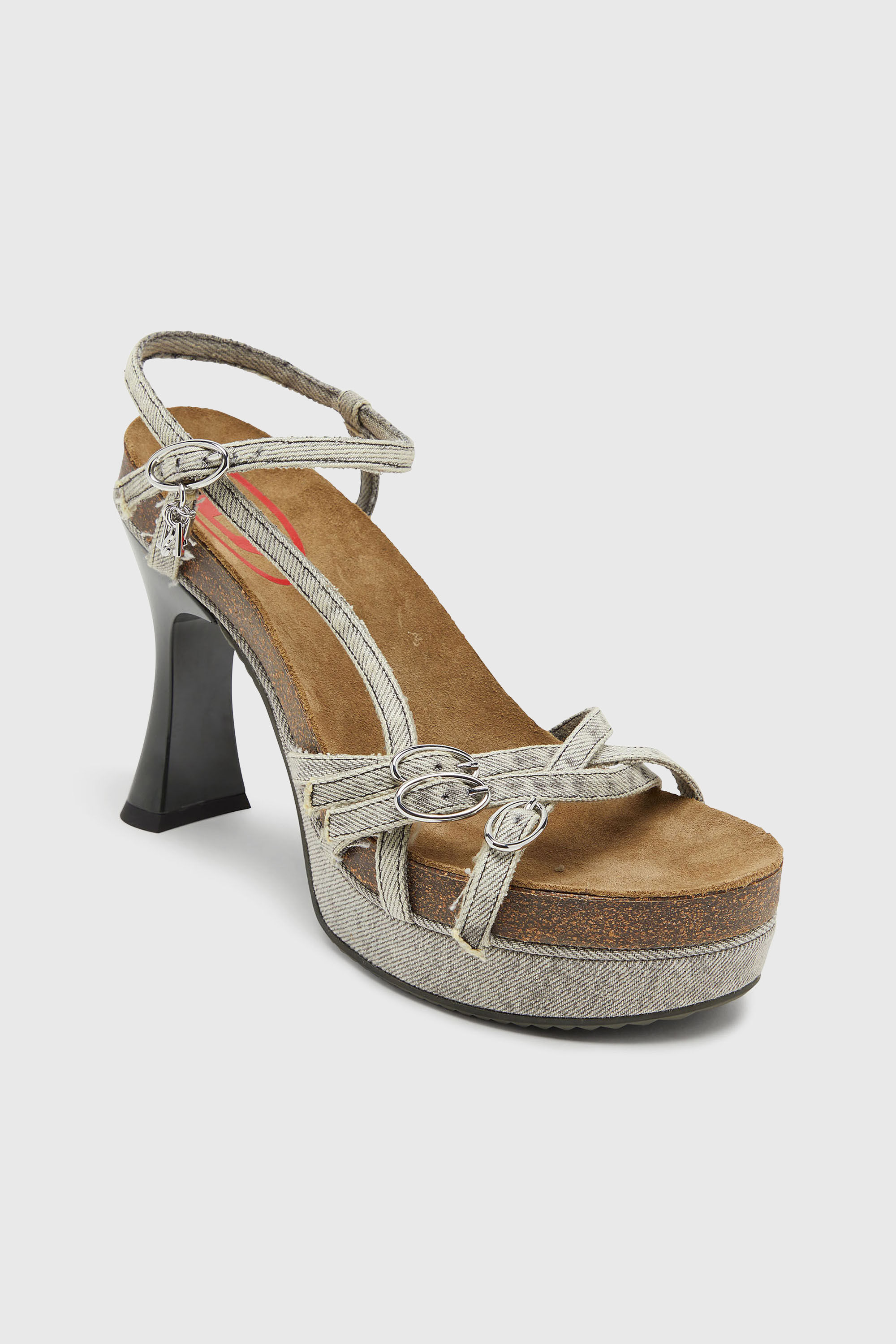 Diesel - D-WOODSTOCK 105 SANDAL, Woman's D-Woodstock-Strappy platform sandals in denim in Grey - 4
