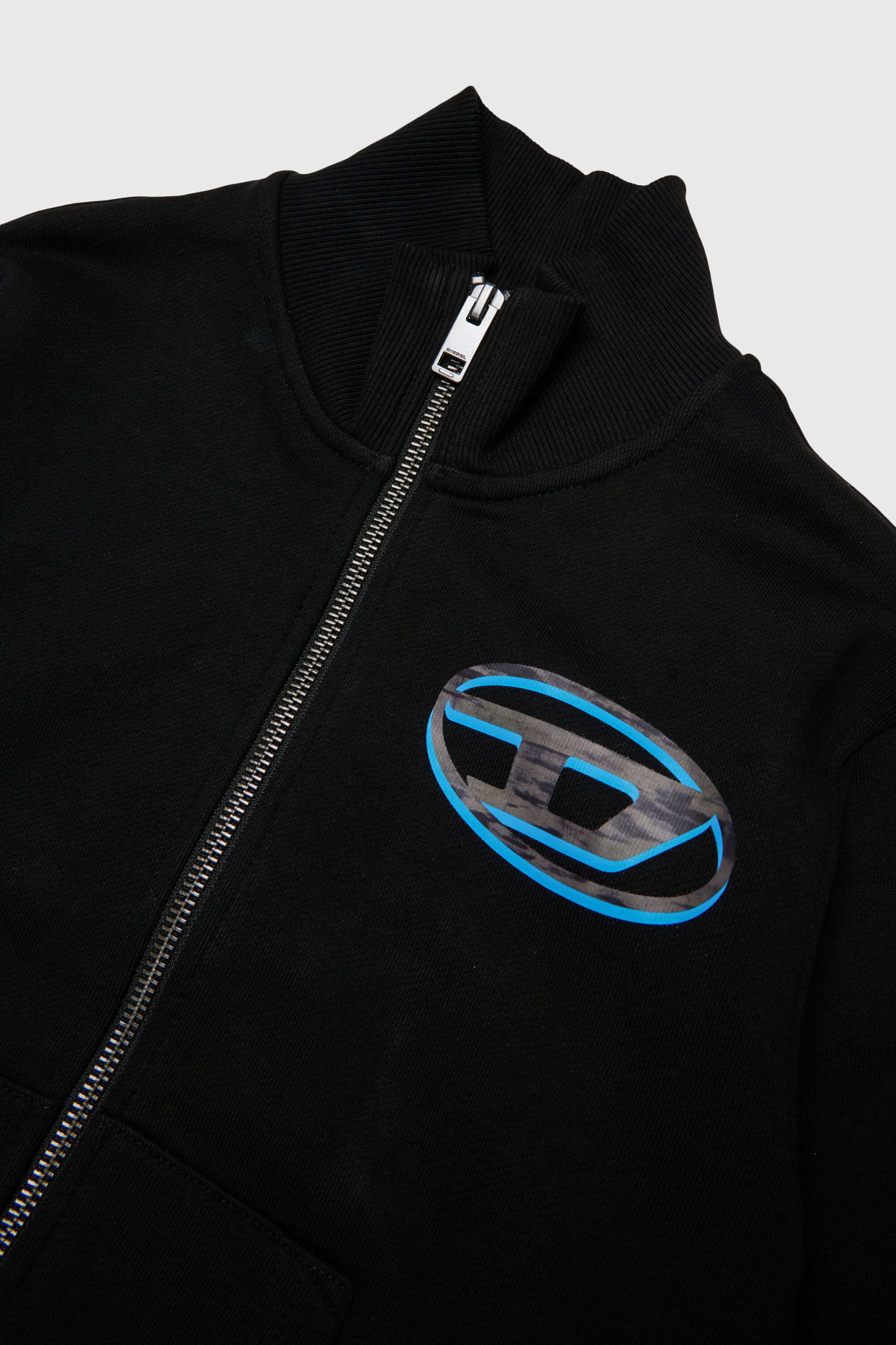 Diesel - SVELLYZIP OVER, Man's Zip-up sweatshirt with two-tone Oval D print in Black - 3