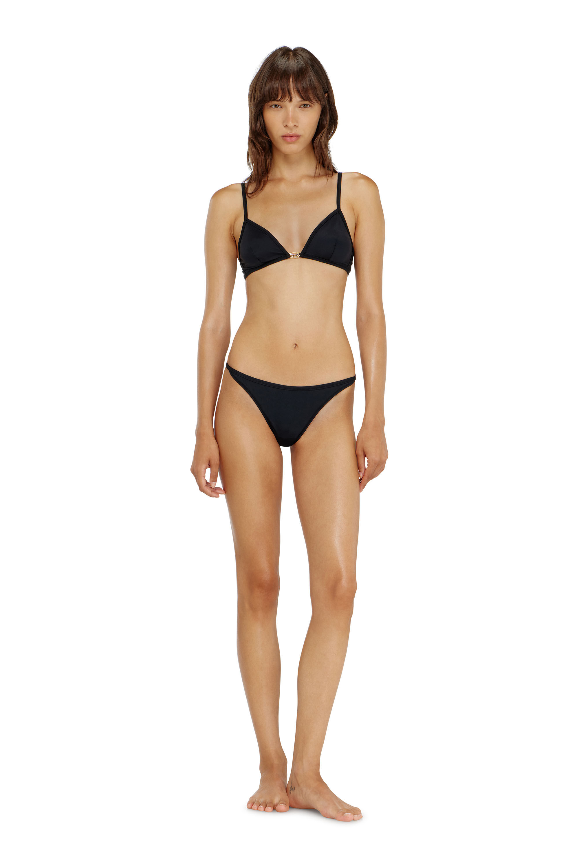 Diesel - LUNA-UTLT, Woman's Triangle bra in nylon with Oval D detail in Black - 1